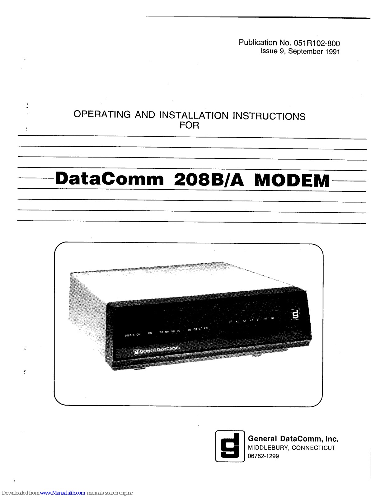 General DataComm 208B/A Quick Setup And Operating Procedures - ManualMachine.com
