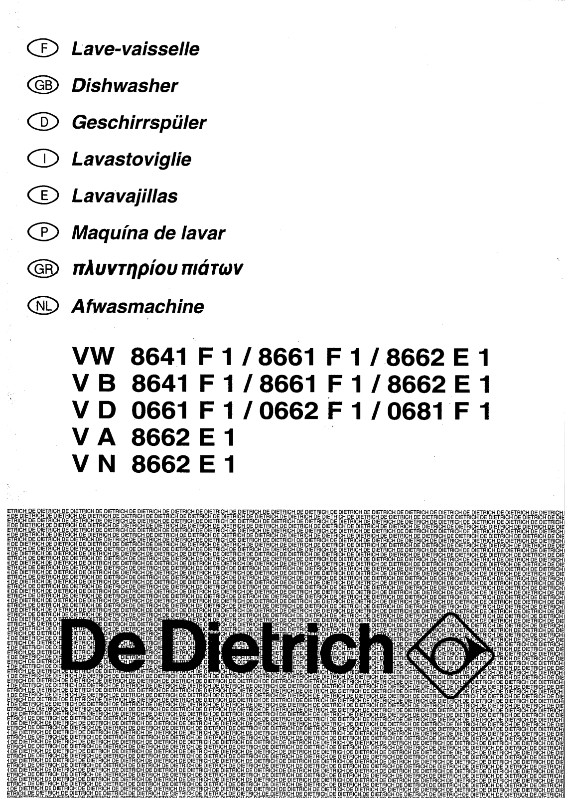 De dietrich VB8641F1, VN8682E1, VA8662E1, VD0661F1, VB8662E1 User Manual