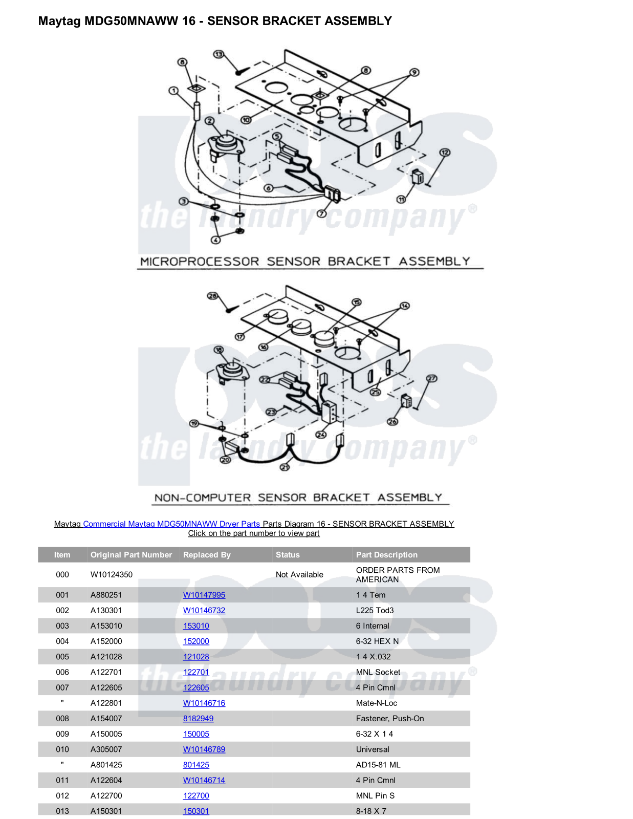 Maytag MDG50MNAWW Parts Diagram