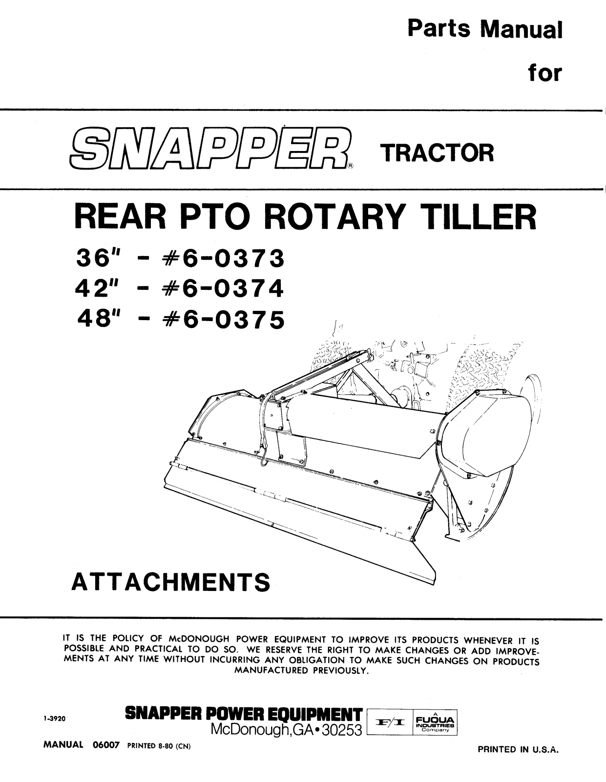 Snapper 6-0375, 6-0373, 6-0374 User Manual