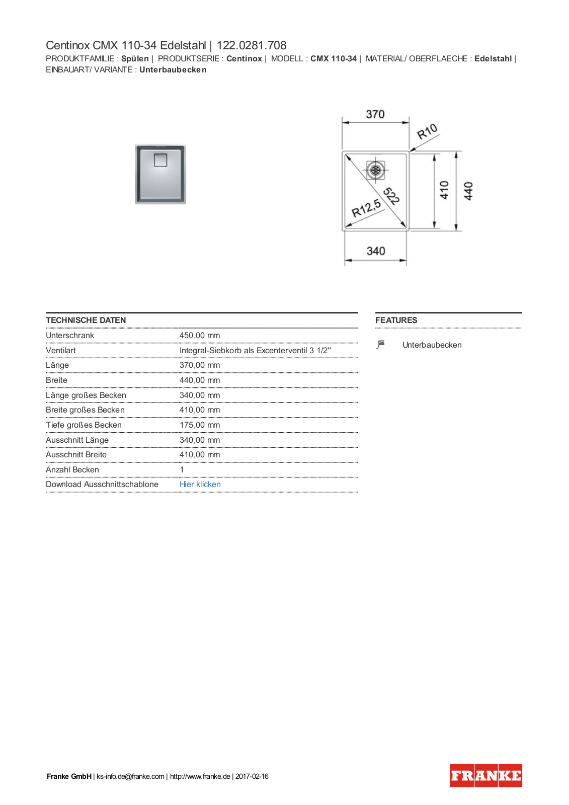 Franke 122.0281.708 Service Manual