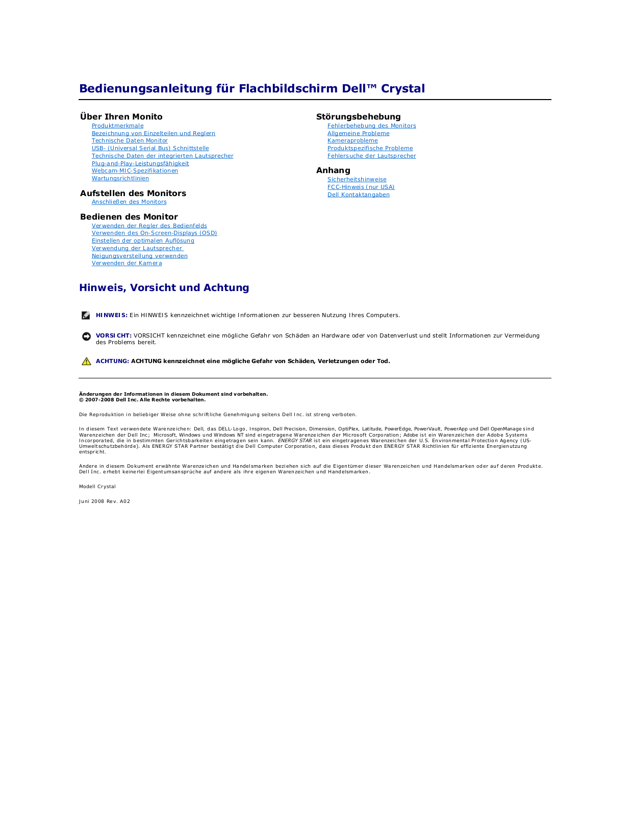 Dell Crystal Monitor User Manual