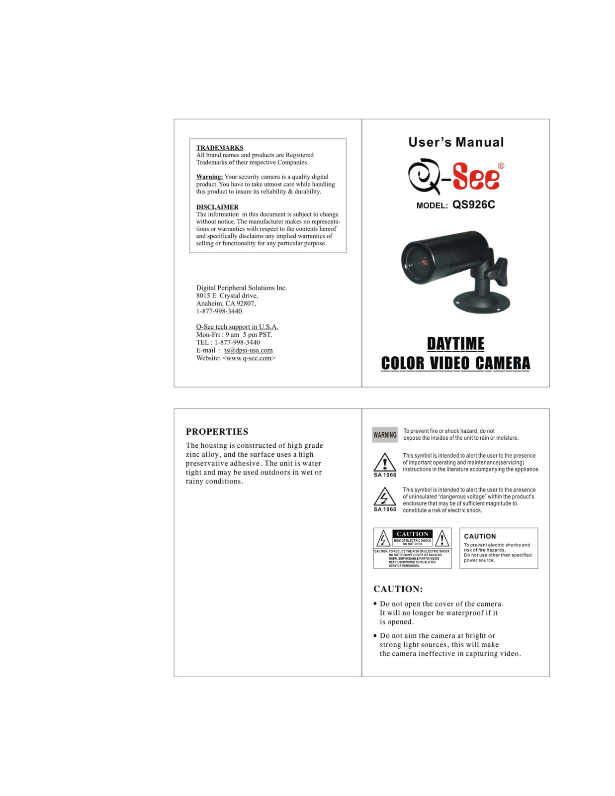 Q-See QS926C User Manual