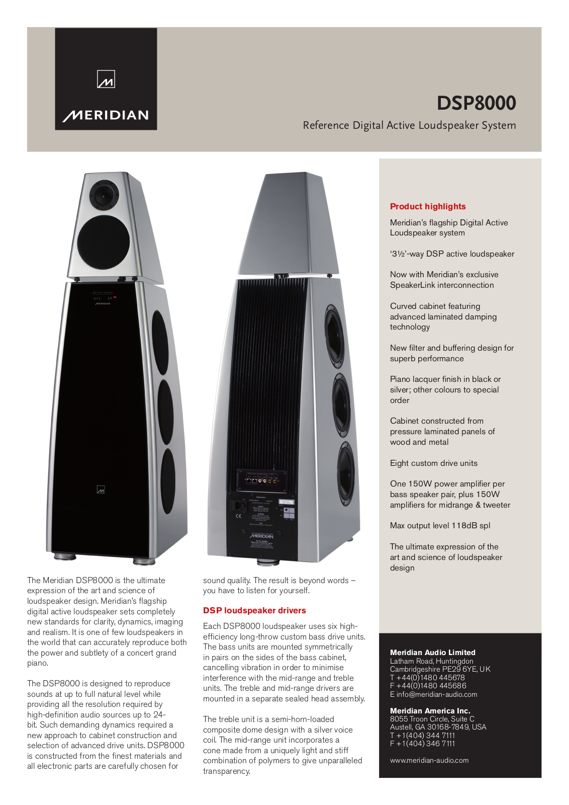 Meridian DSP8000 DATASHEET