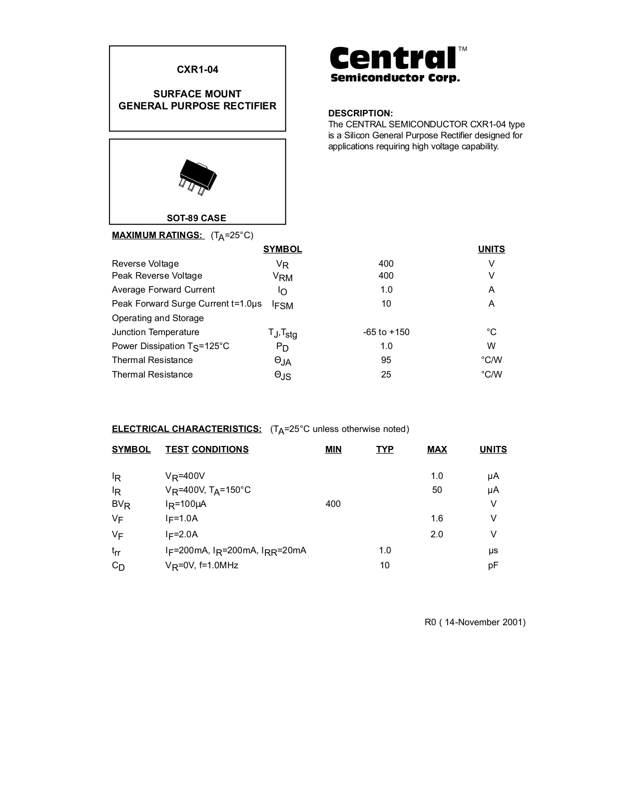 Datasheet CXR1-04 Datasheet (CENTR) - ManualMachine.com