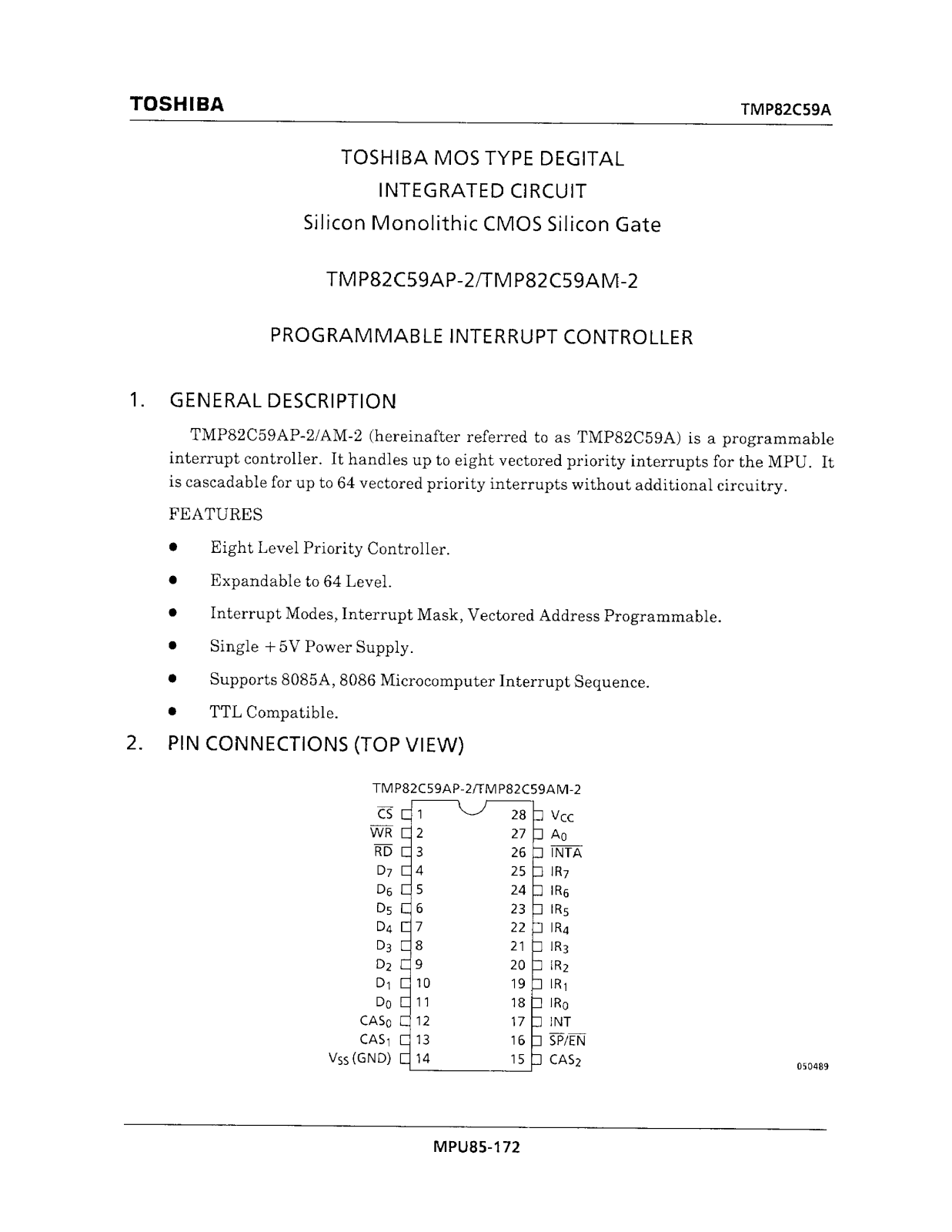 Toshiba TMP82C59AM-2 Datasheet