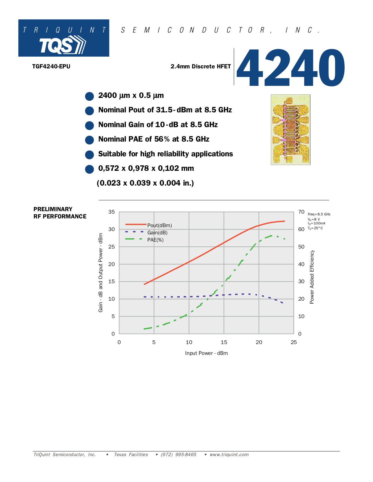 TriQuint Semiconductor Inc TGF4240-EPU Datasheet