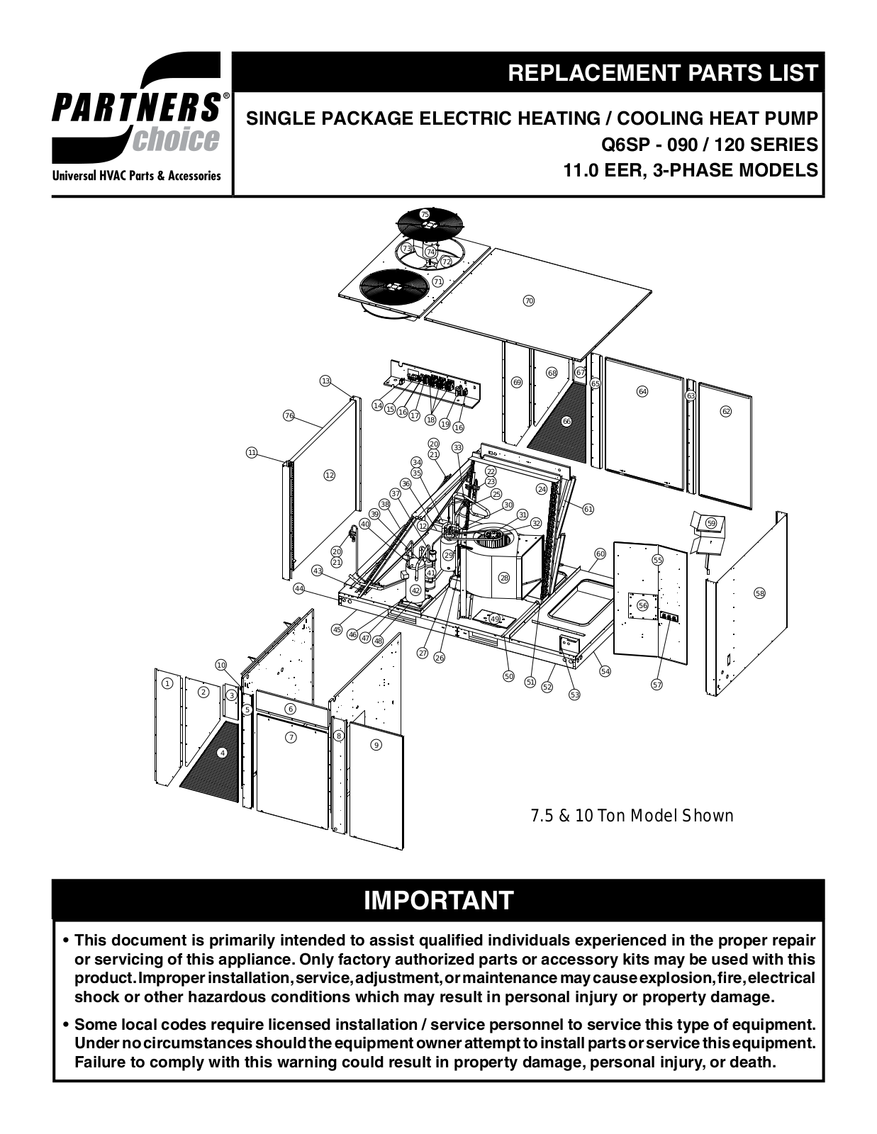 Reznor Q6SP-090C Parts List