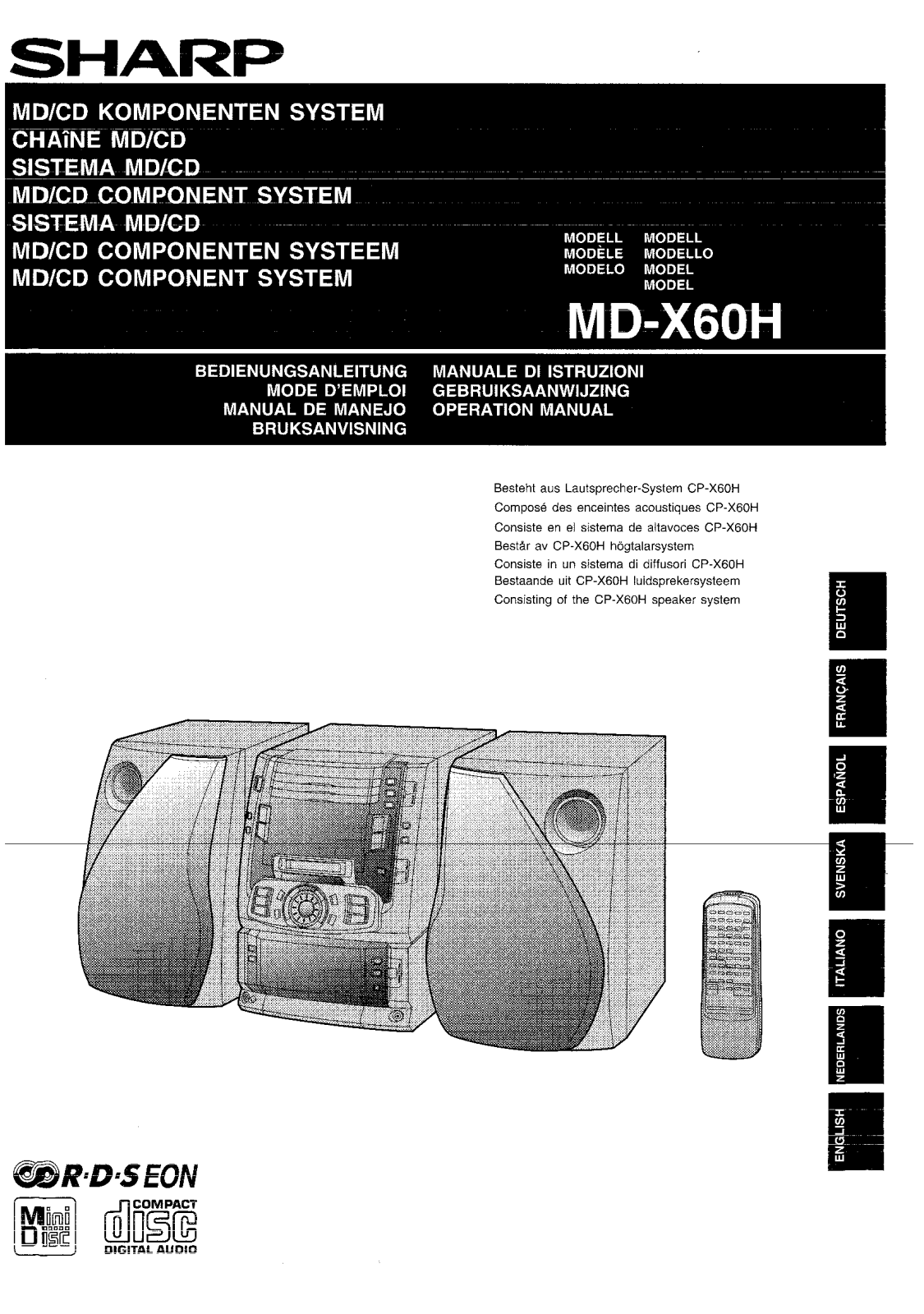 Sharp MD-X60H OPERATION MANUAL