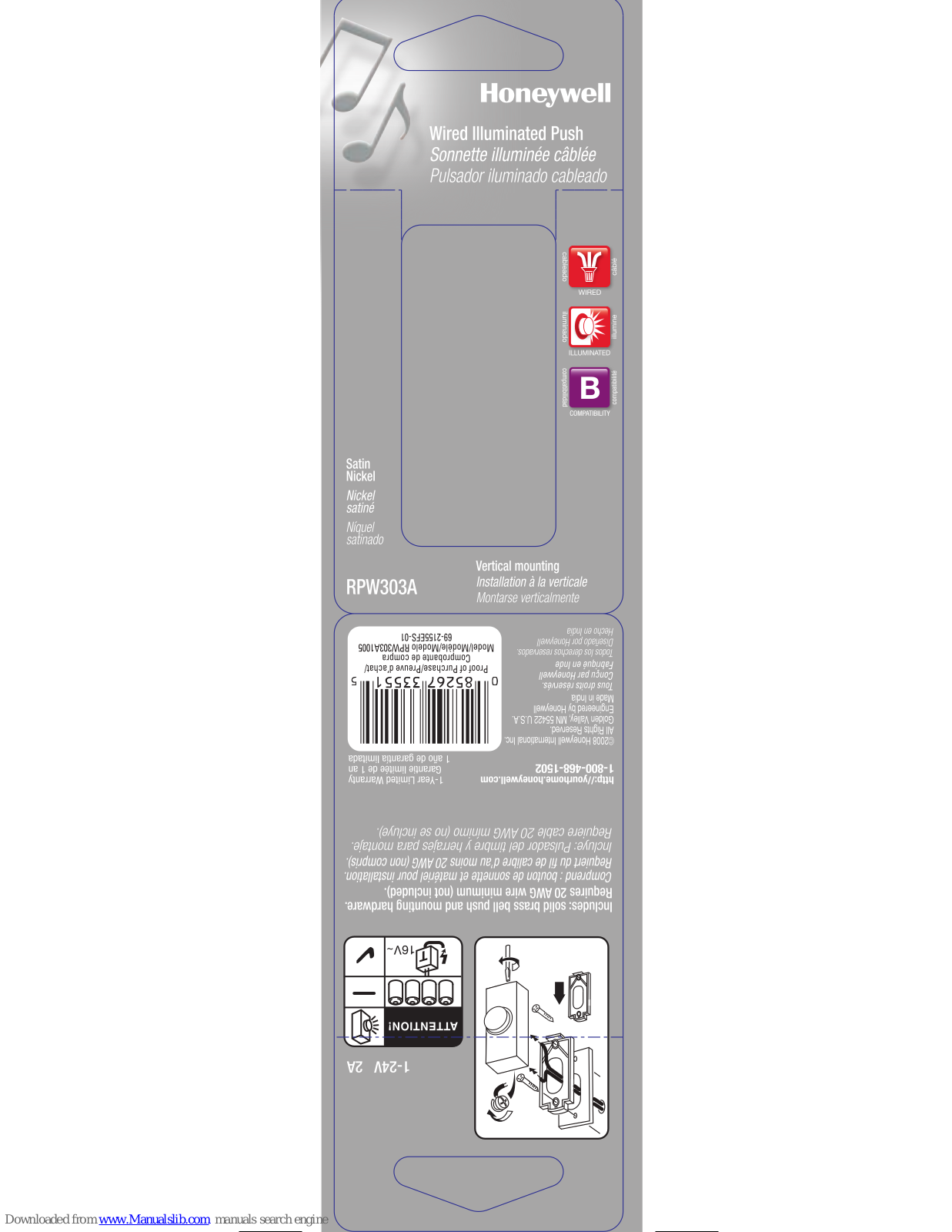 Honeywell RPW303A Quick Manual