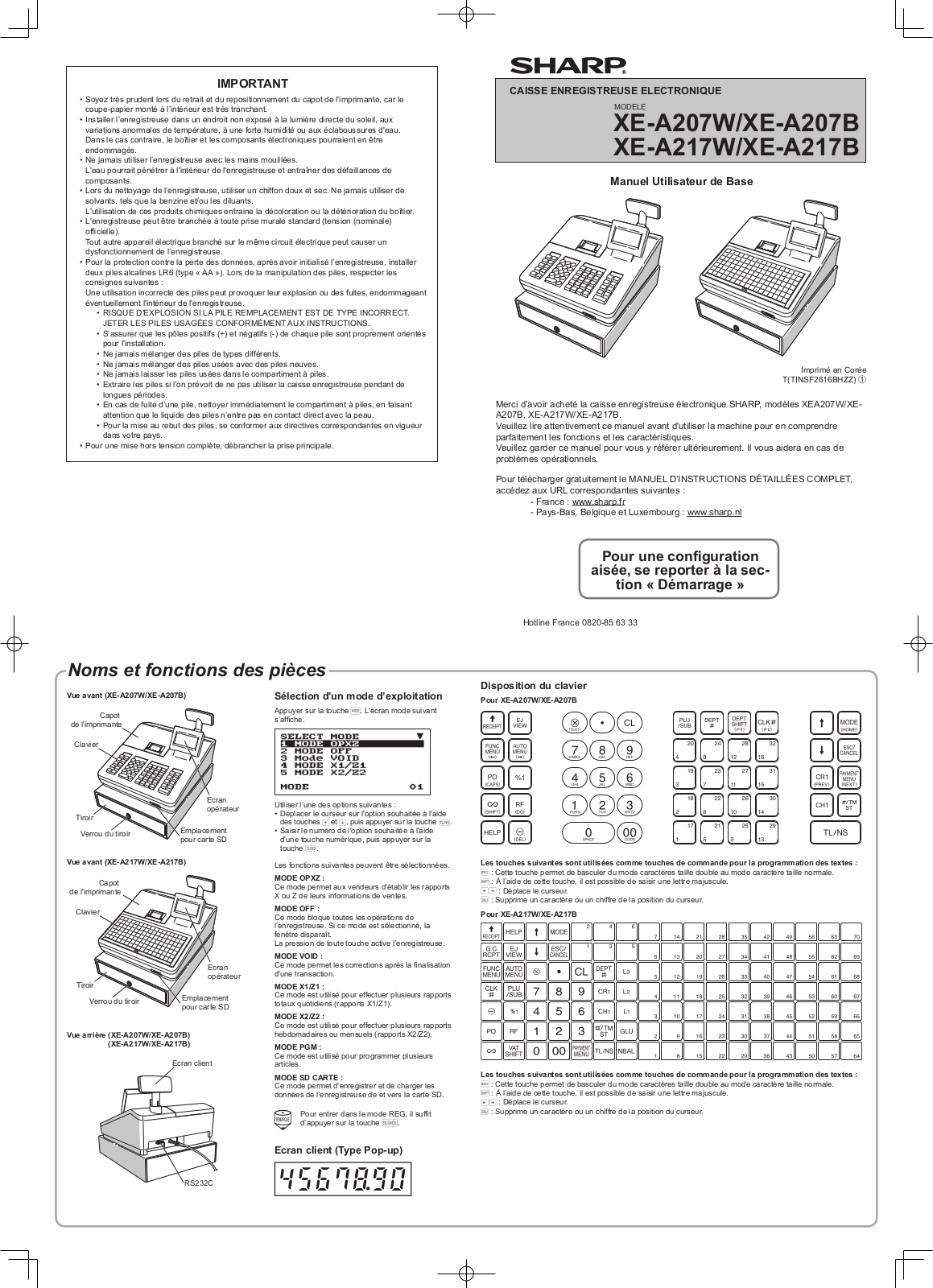 SHARP XE-A217W, XE-A217B, XE-A207B User Manual