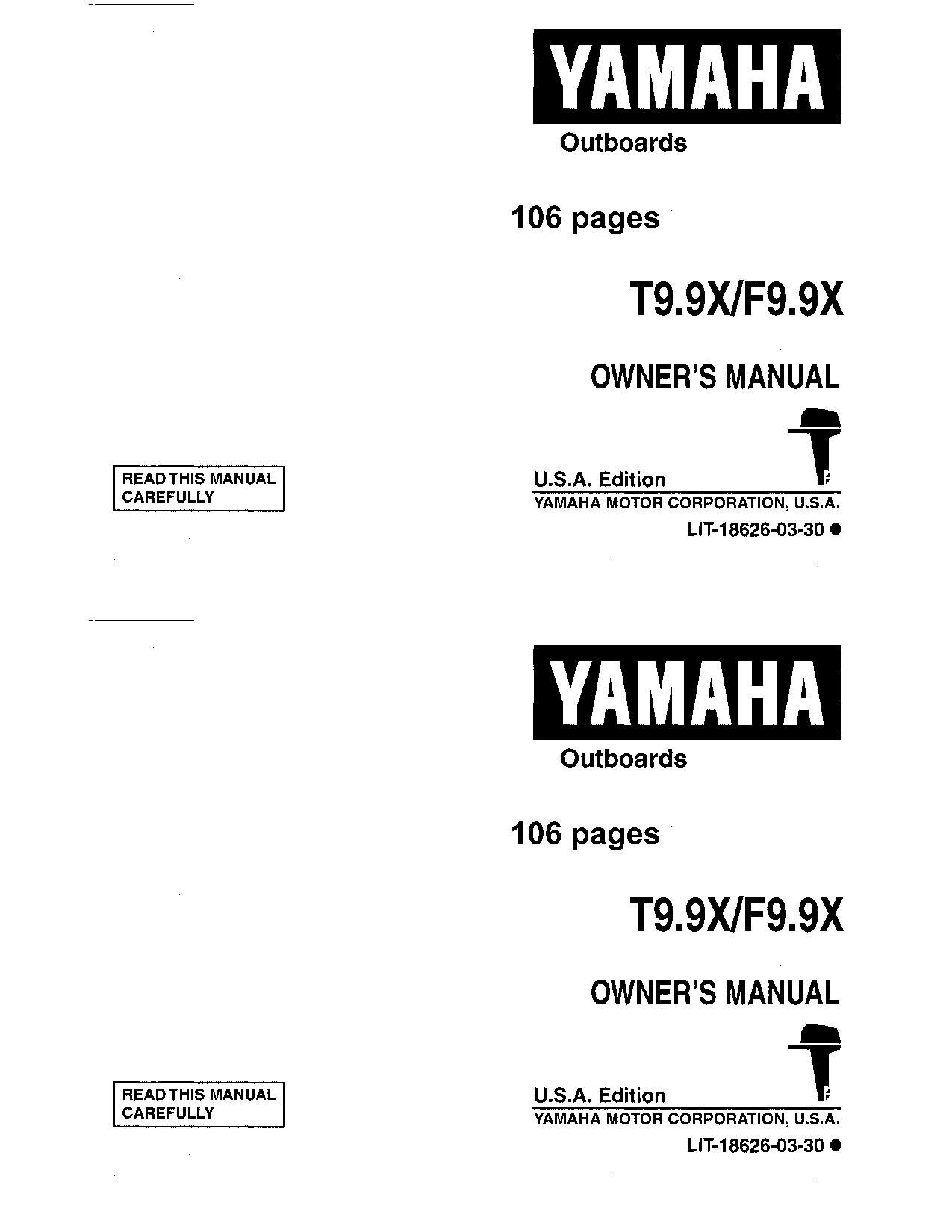 Yamaha T9.9X, F9.9X User Manual