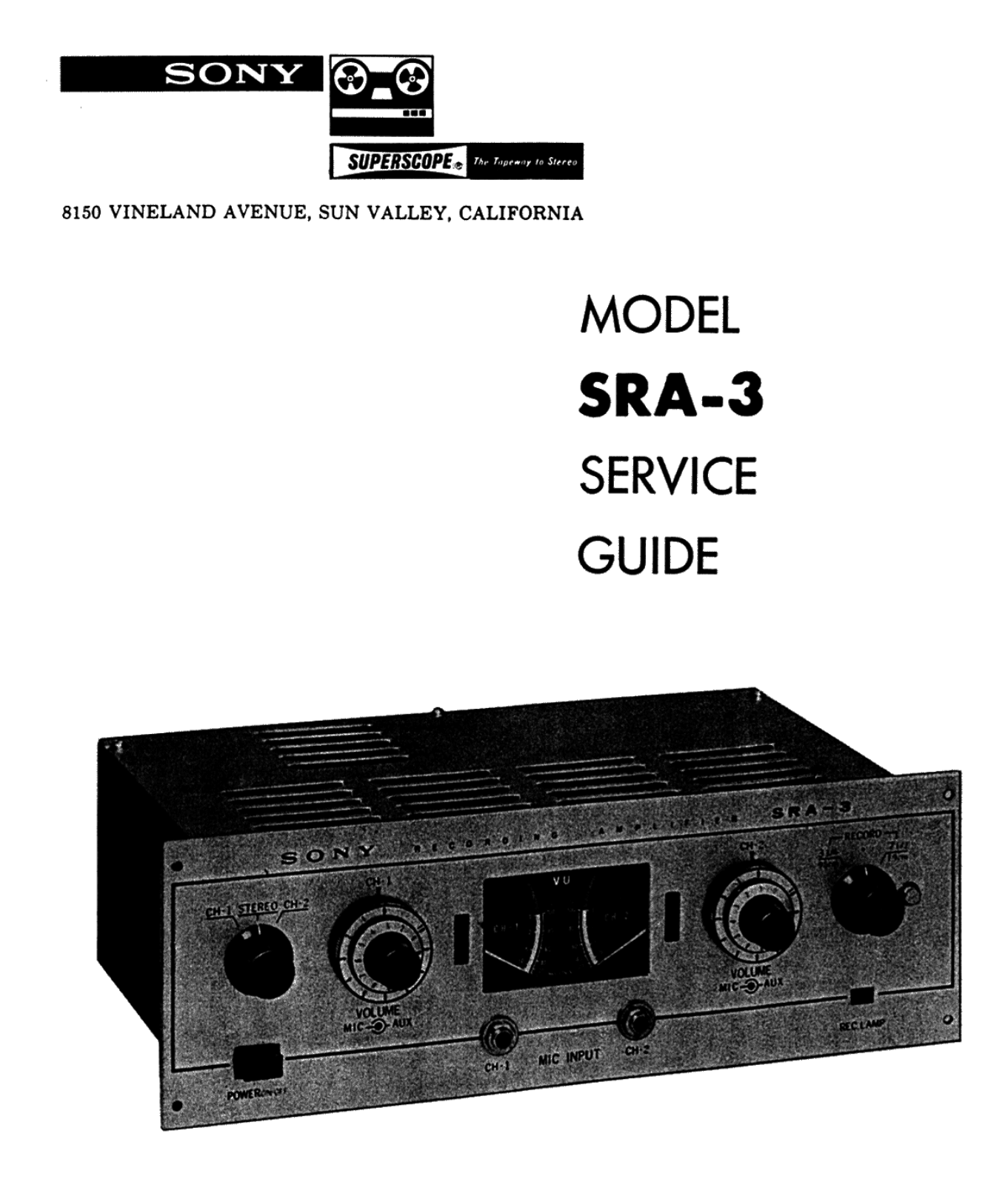 Sony SRA-3 Service manual