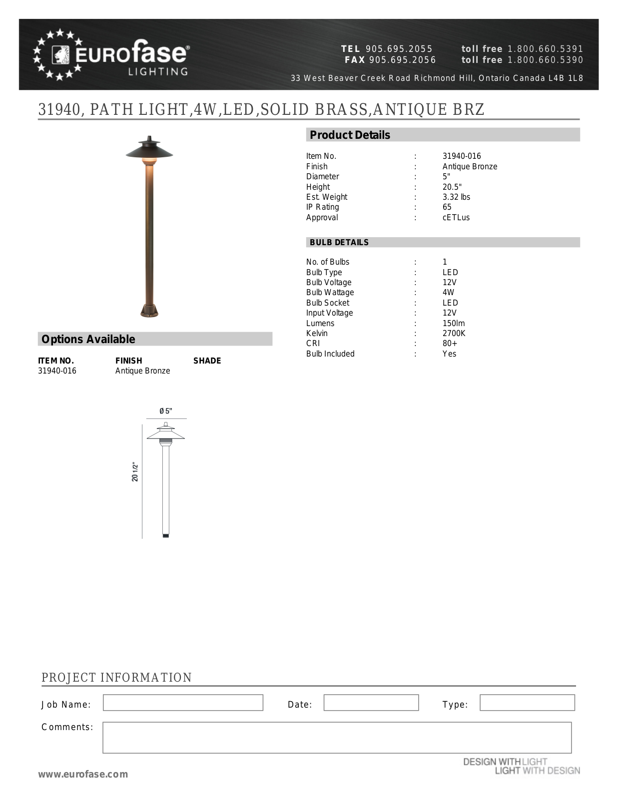 Eurofase XEO4491 Specifications - ManualMachine.com