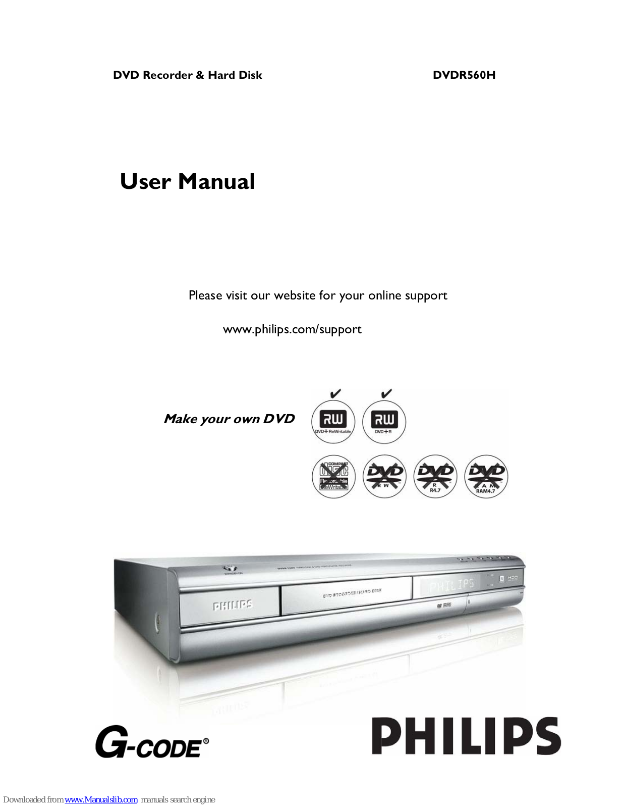 Philips DVDR560H/93, DVDR560H/75, DVDR560H/69, DVDR560H/97 User Manual