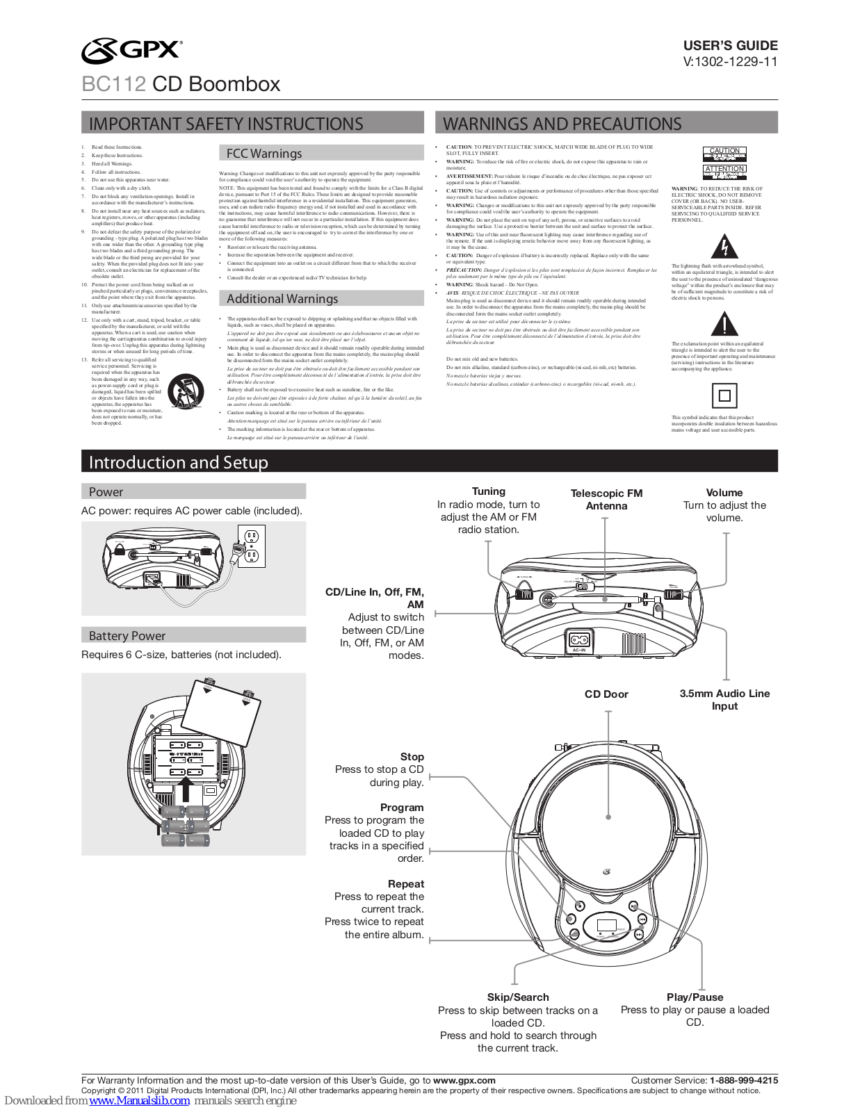 GPX BC112 User Manual