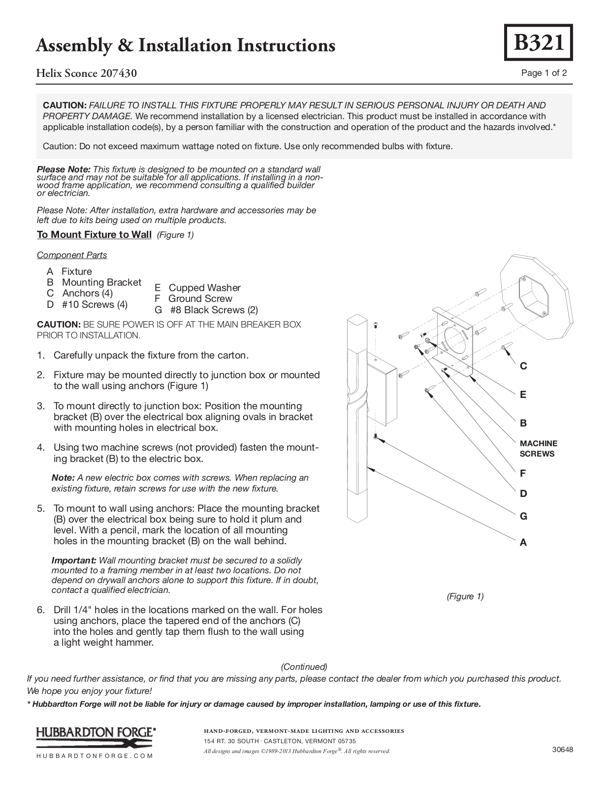 Hubbardton Forge 207430 User Manual