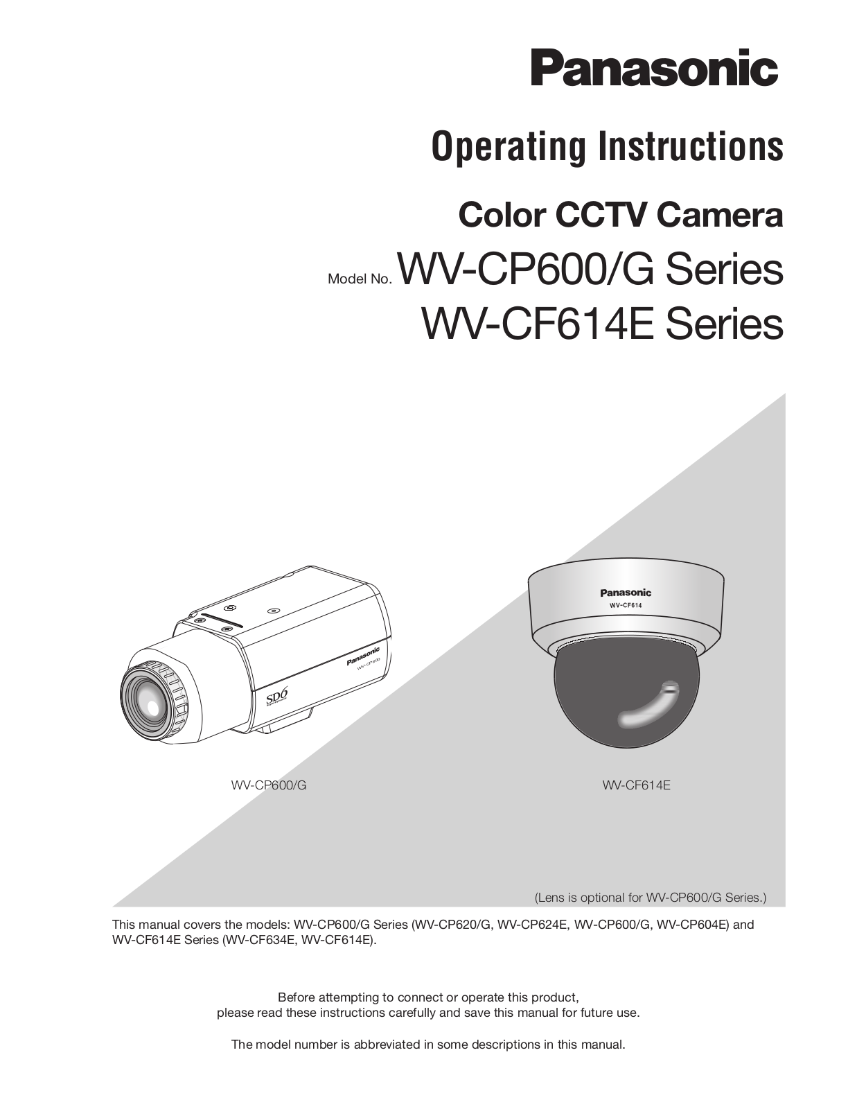 Panasonic WVCP620, WVCP624 User Manual