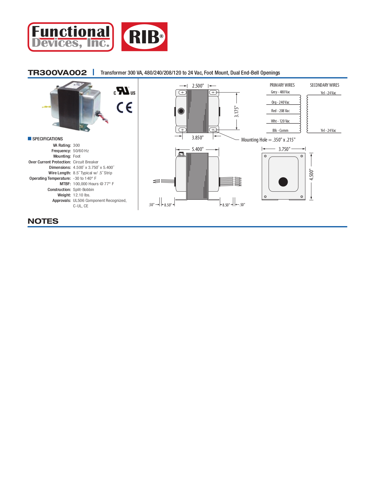 Schneider Electric TR300VA002 Data Sheet