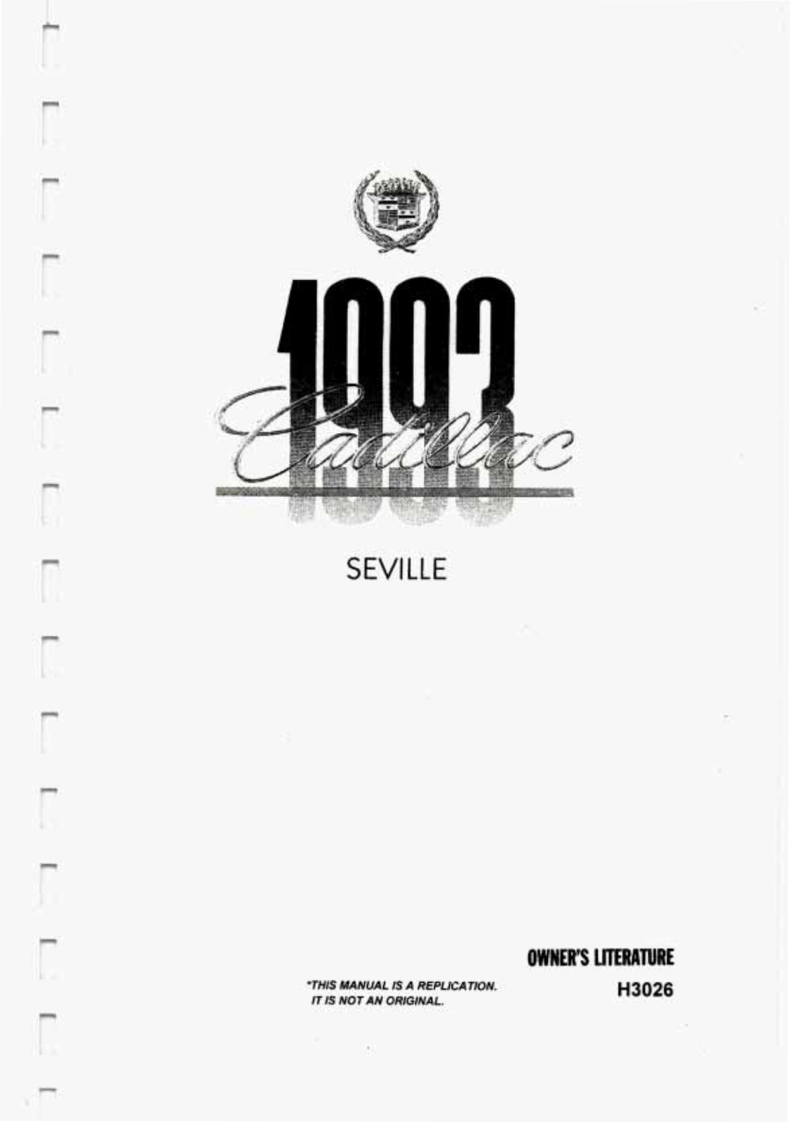 Cadillac Saville 1993 User Manual