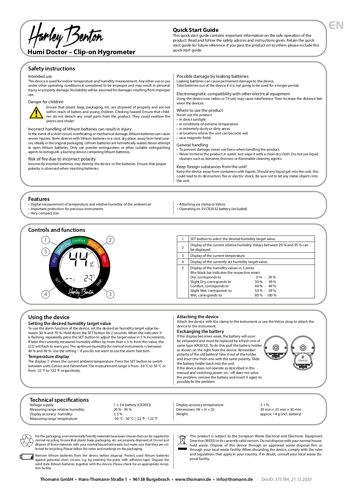 Thomann Humi Doctor Quick Start Guide