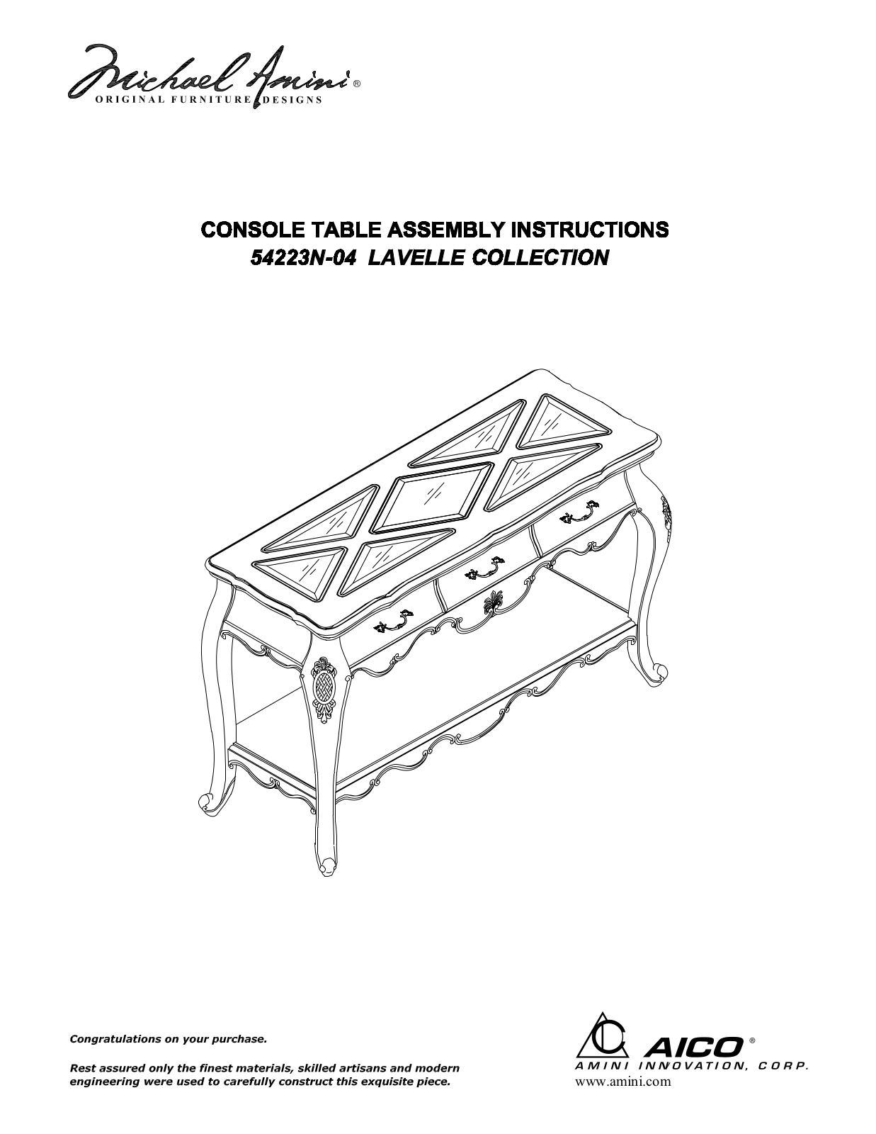 Michael Amini ICO2594 Installation & Assembly - ManualMachine.com