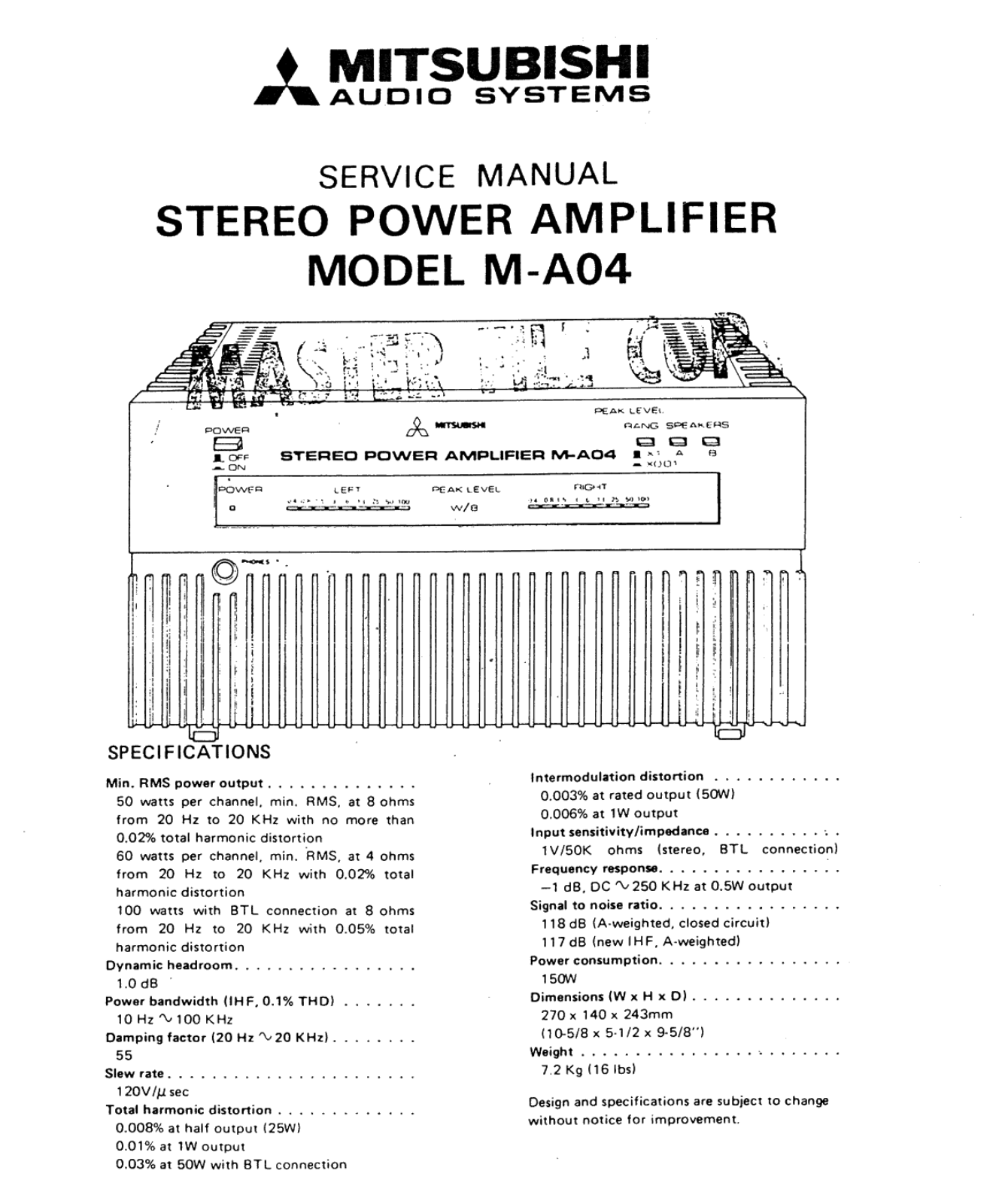 Mitsubishi M-A04 Service Manual