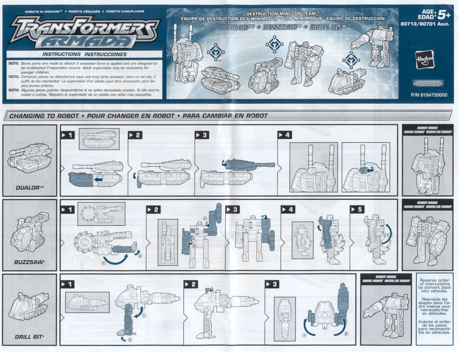 Hasbro TRANSFORMERS ARMADA DUALOR BUZZSAW DRILL BIT User Manual