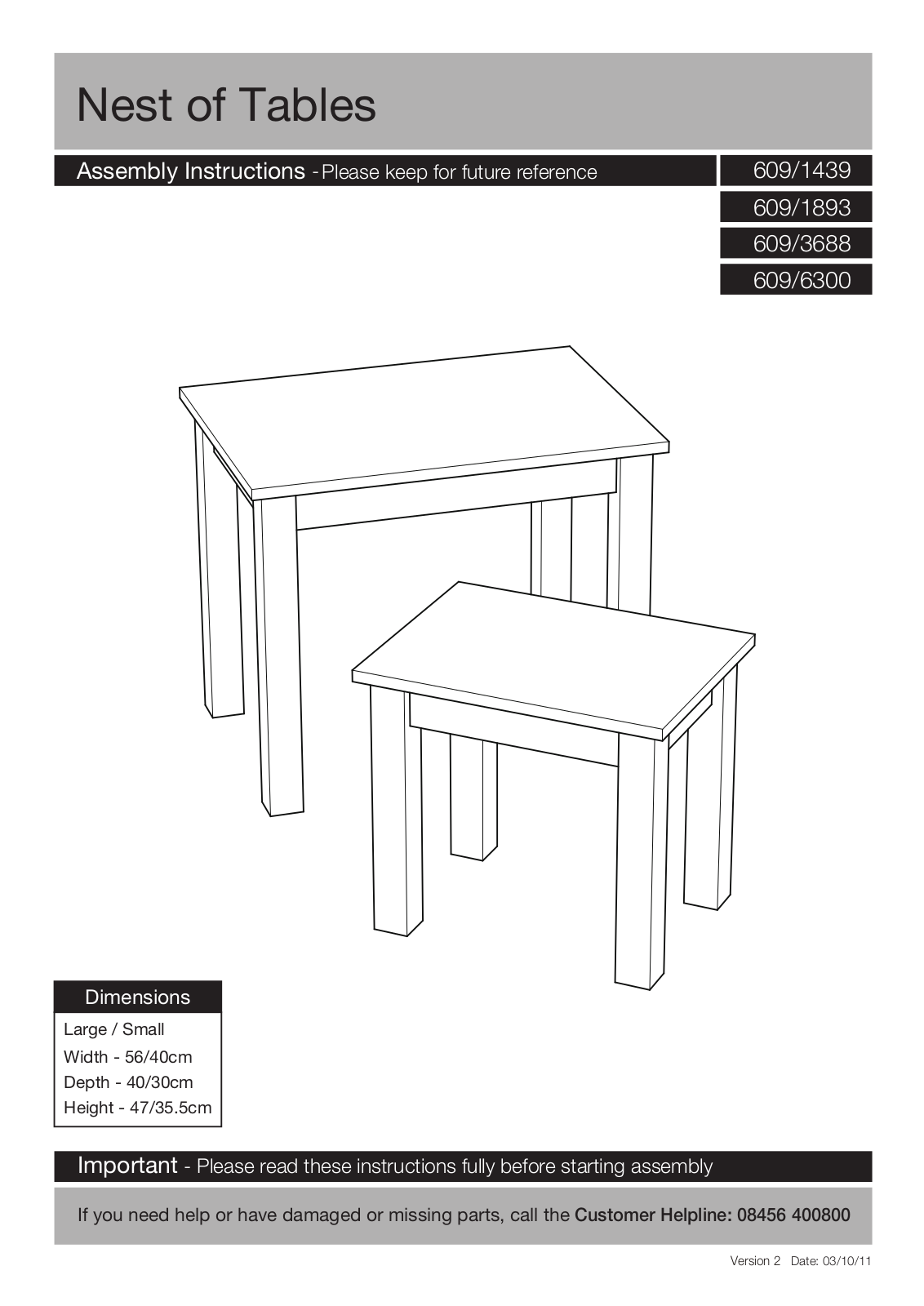 Argos 60906300 ASSEMBLY INSTRUCTIONS