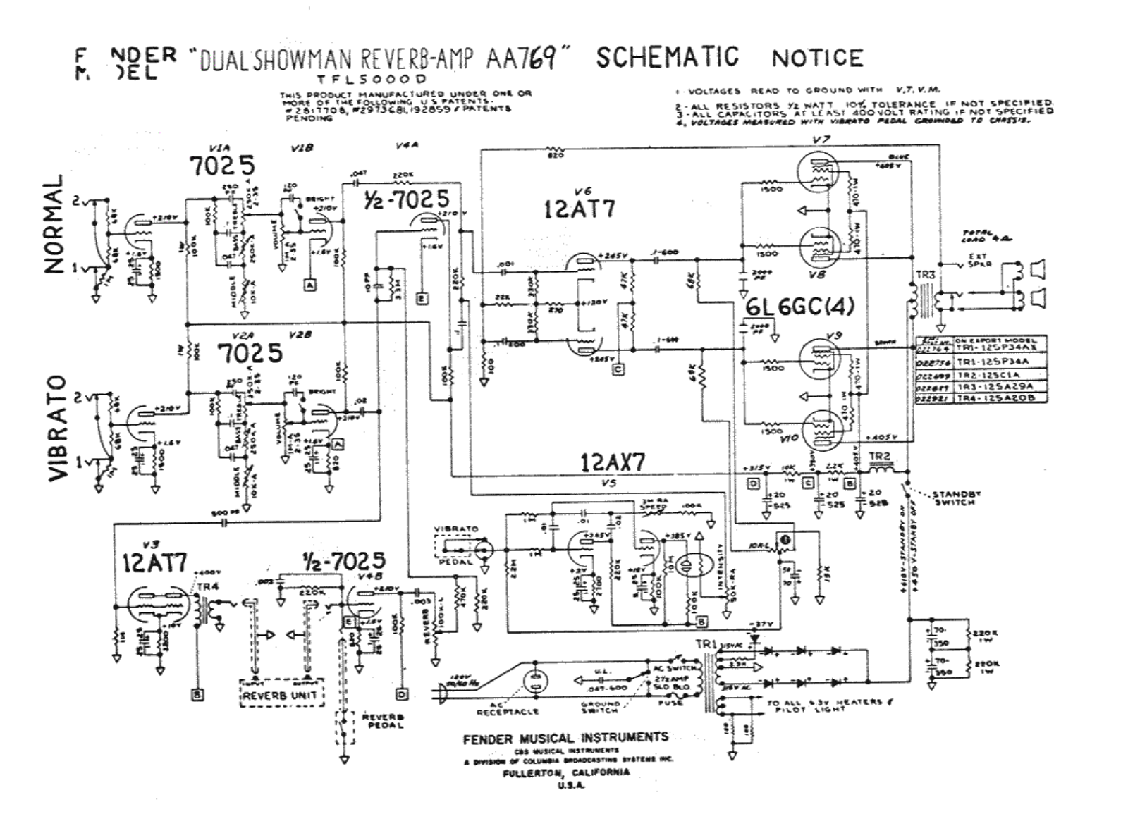 Fender Showman-AA769 Schematic