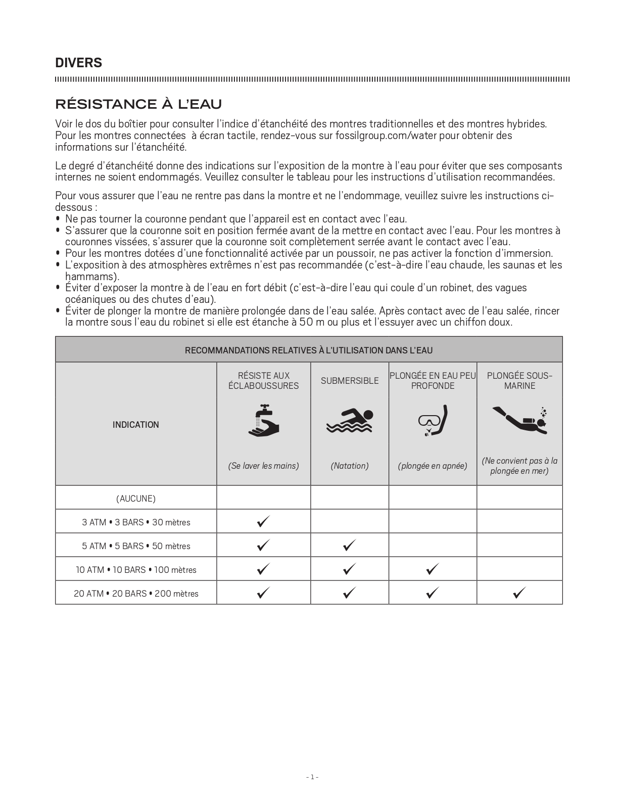 FOSSIL Watch Instruction Manual