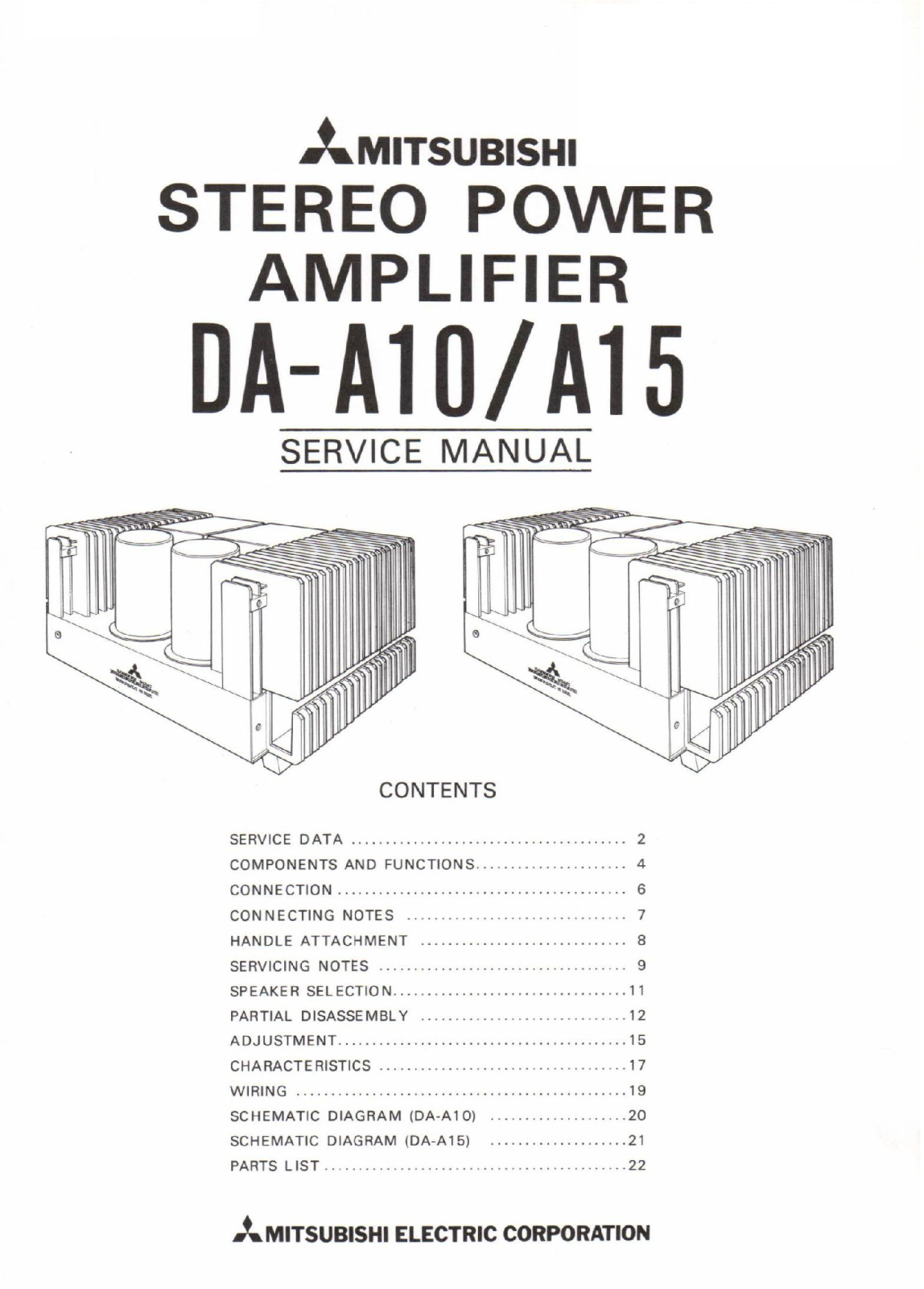 Mitsubishi DA-A10 Service Manual