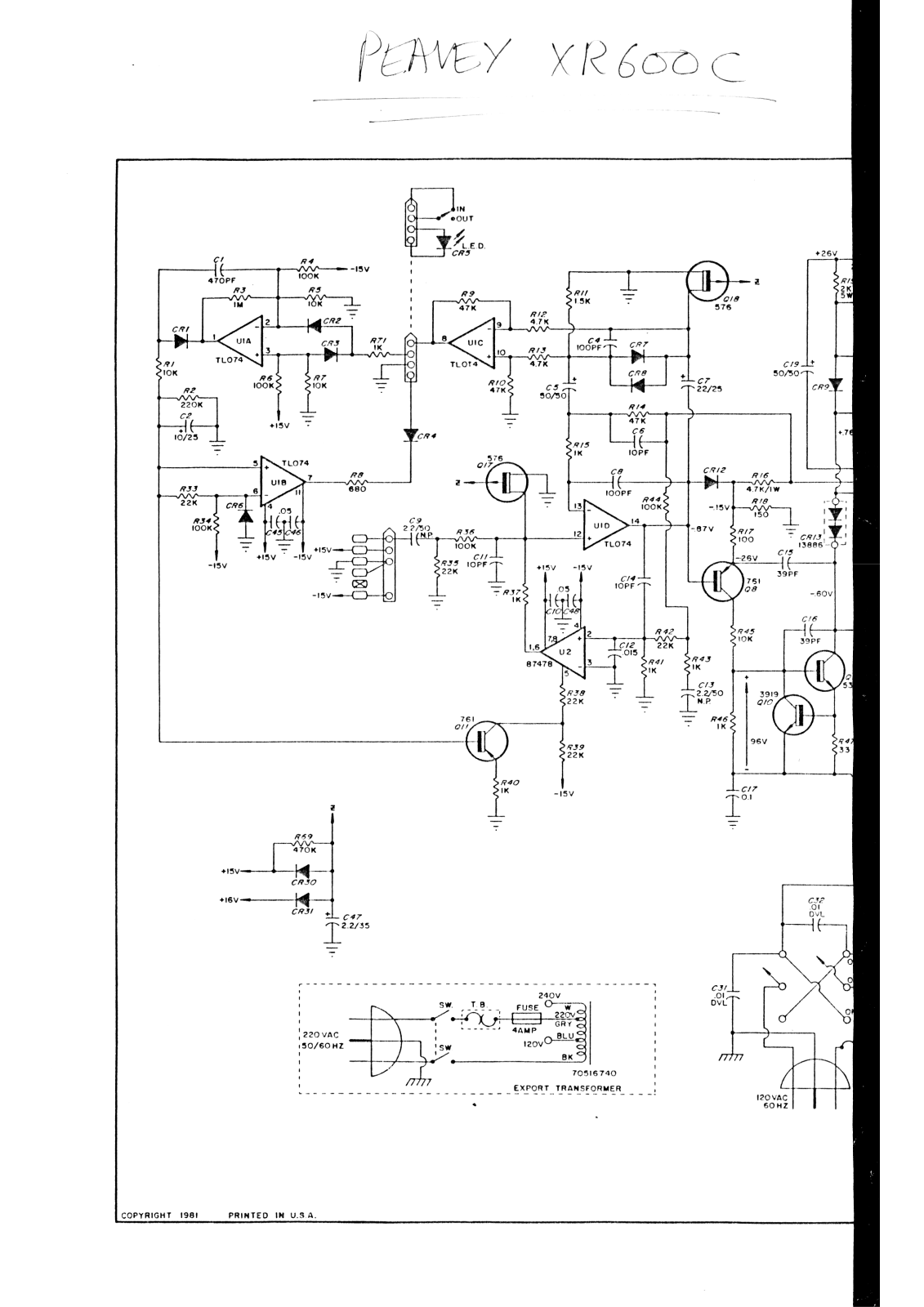 Peavey xr600c schematic