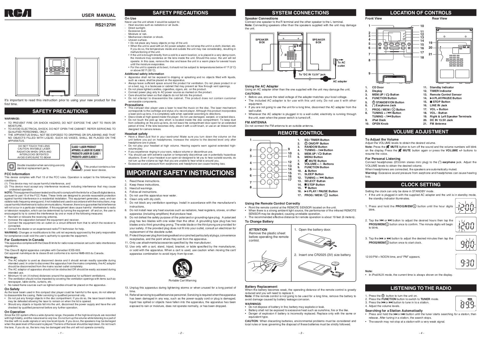 RCA RS2127iH User Manual