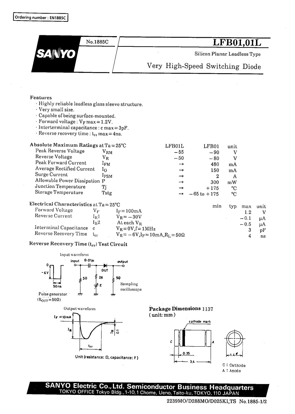 SANYO LFB01L, LFB01 Datasheet