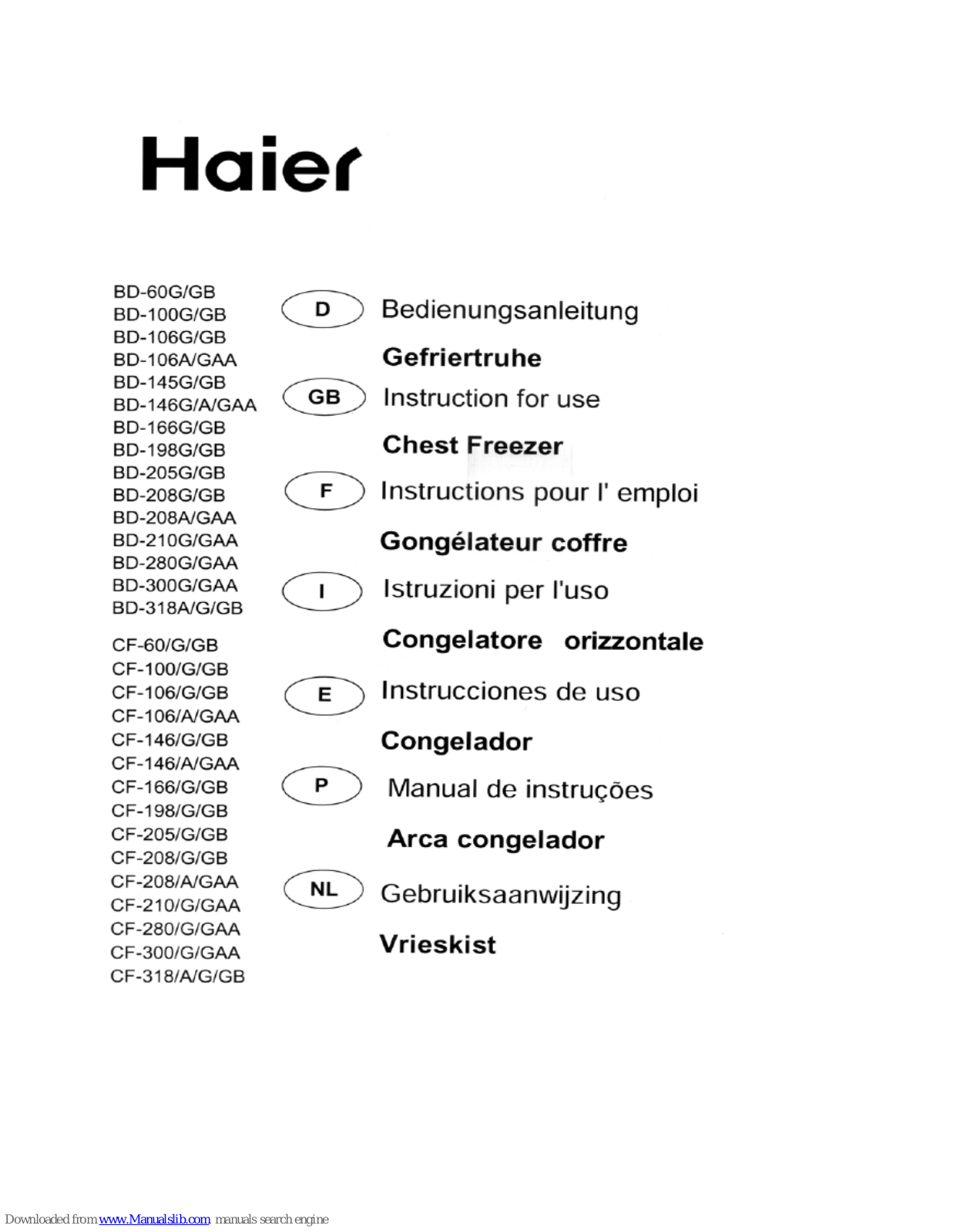 Haier BD-106GAA, BD-100GB, BD-106GB, BD-145G, BD-145GB Instructions For Use Manual