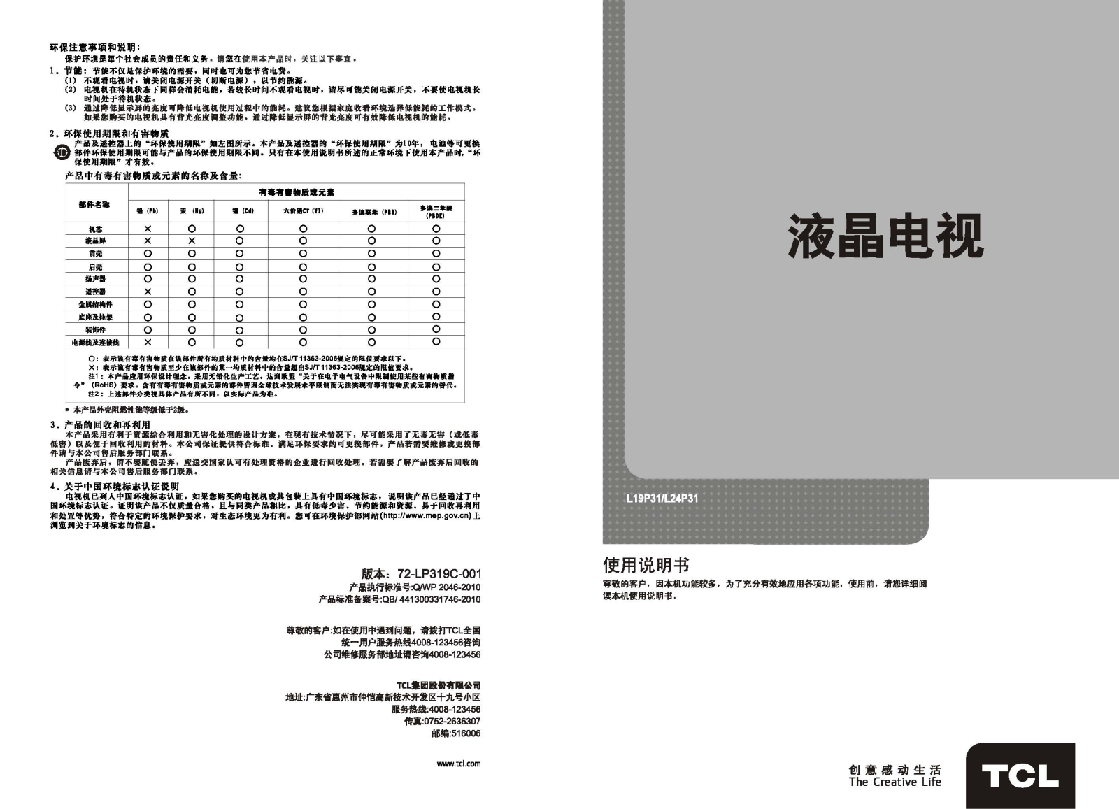 TCL L19P31, L24P31 User Manual