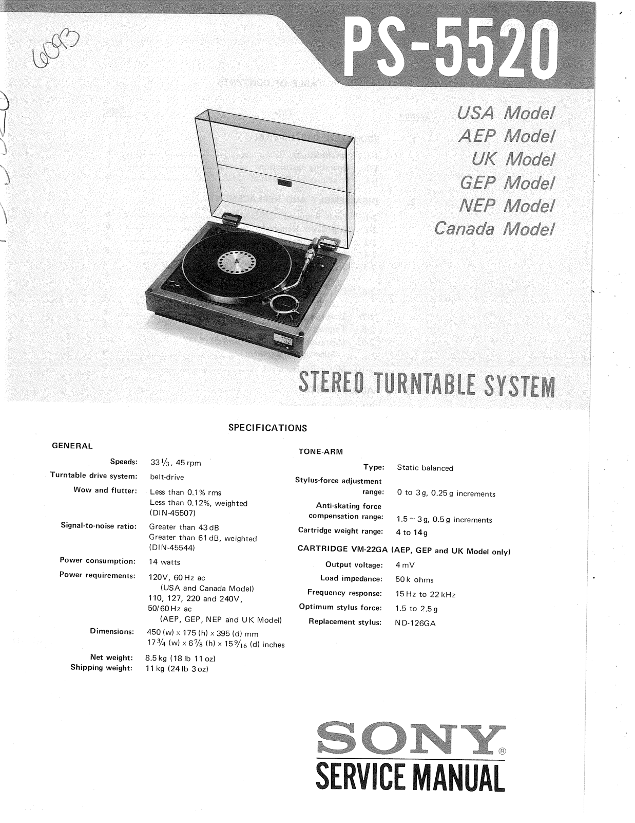 Sony PS-5520 Service Manual