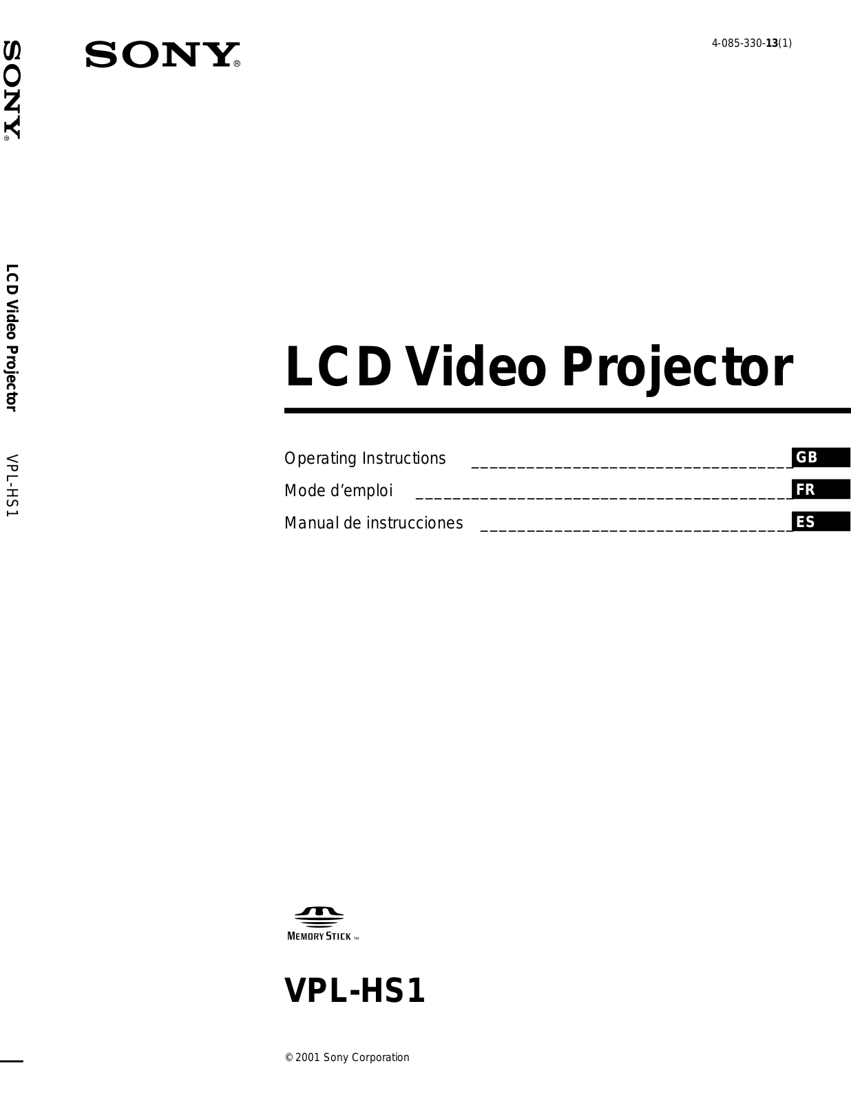 Sony VPL-HS1 User Manual