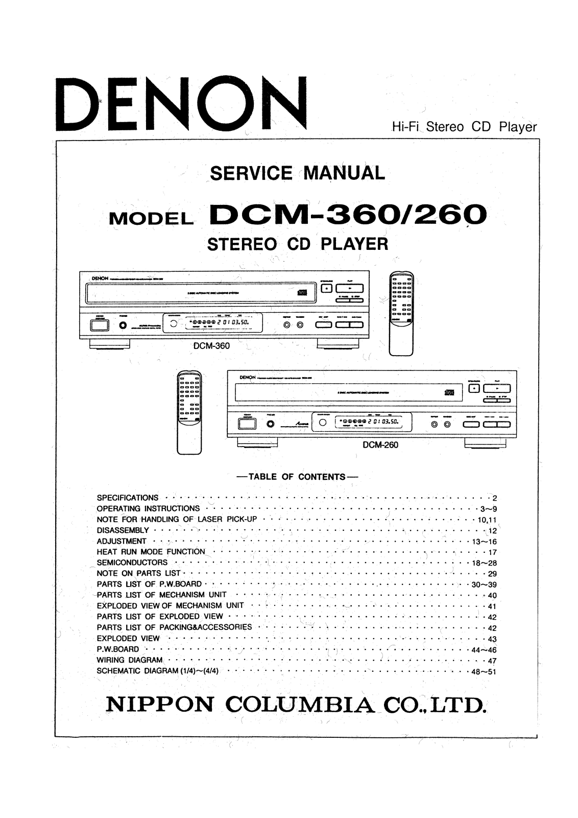 Denon DCM-260, DCD-360 Service Manual