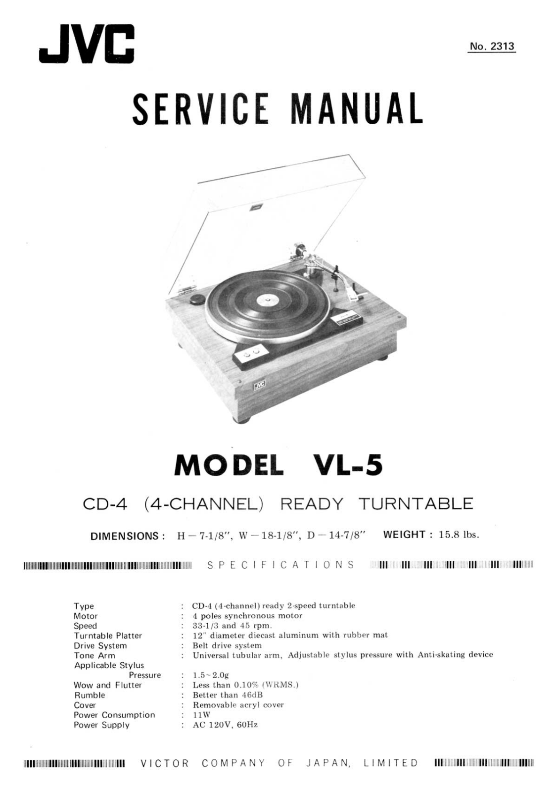 JVC VL-5 Service manual