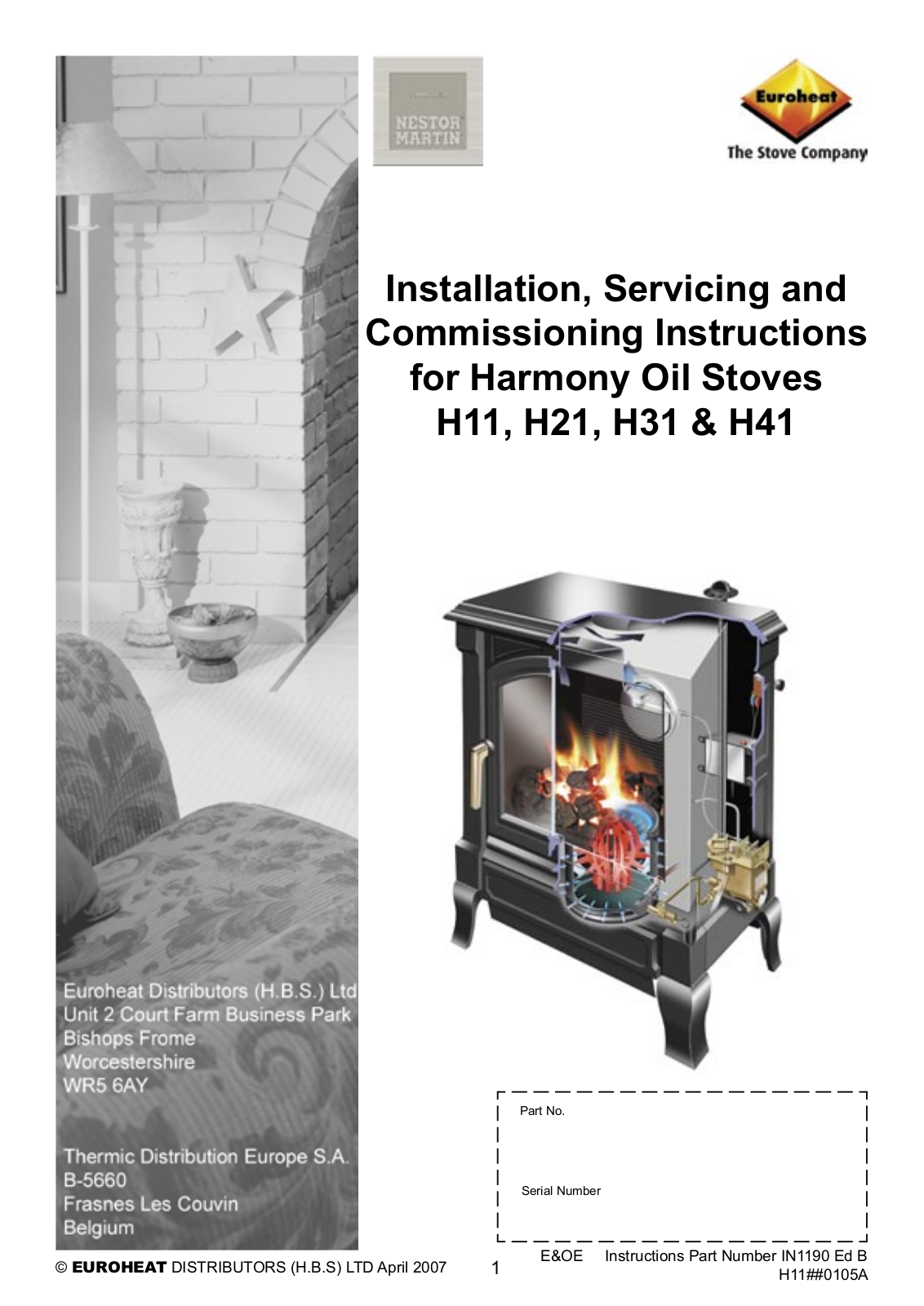 Euroheat Nestor Martin Harmony Series, Nestor Martin Harmony H11, Nestor MartinHarmony H21, Nestor Martin Harmony H31, Nestor Martin Harmony H41 Installation, Servicing And Commissioning Instructions