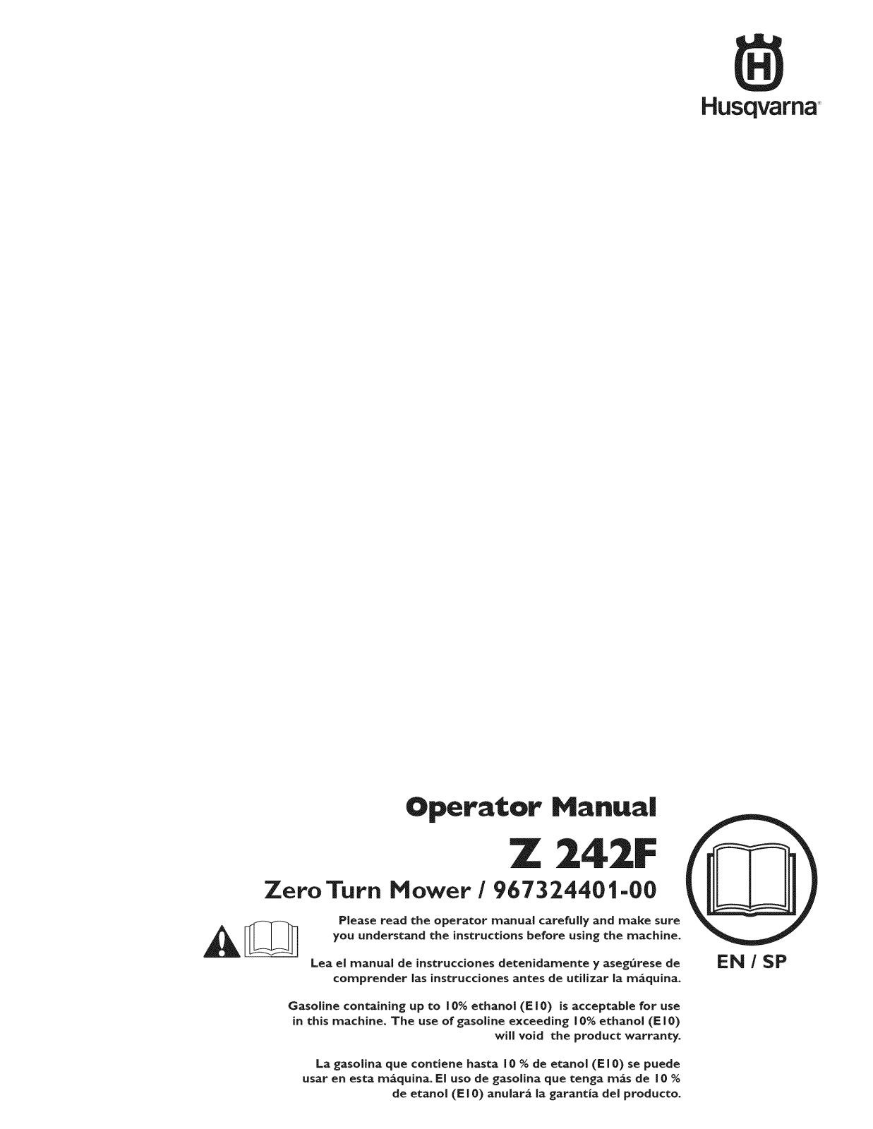 Husqvarna Z242F/967324401-00, 967324401-00 Owner’s Manual