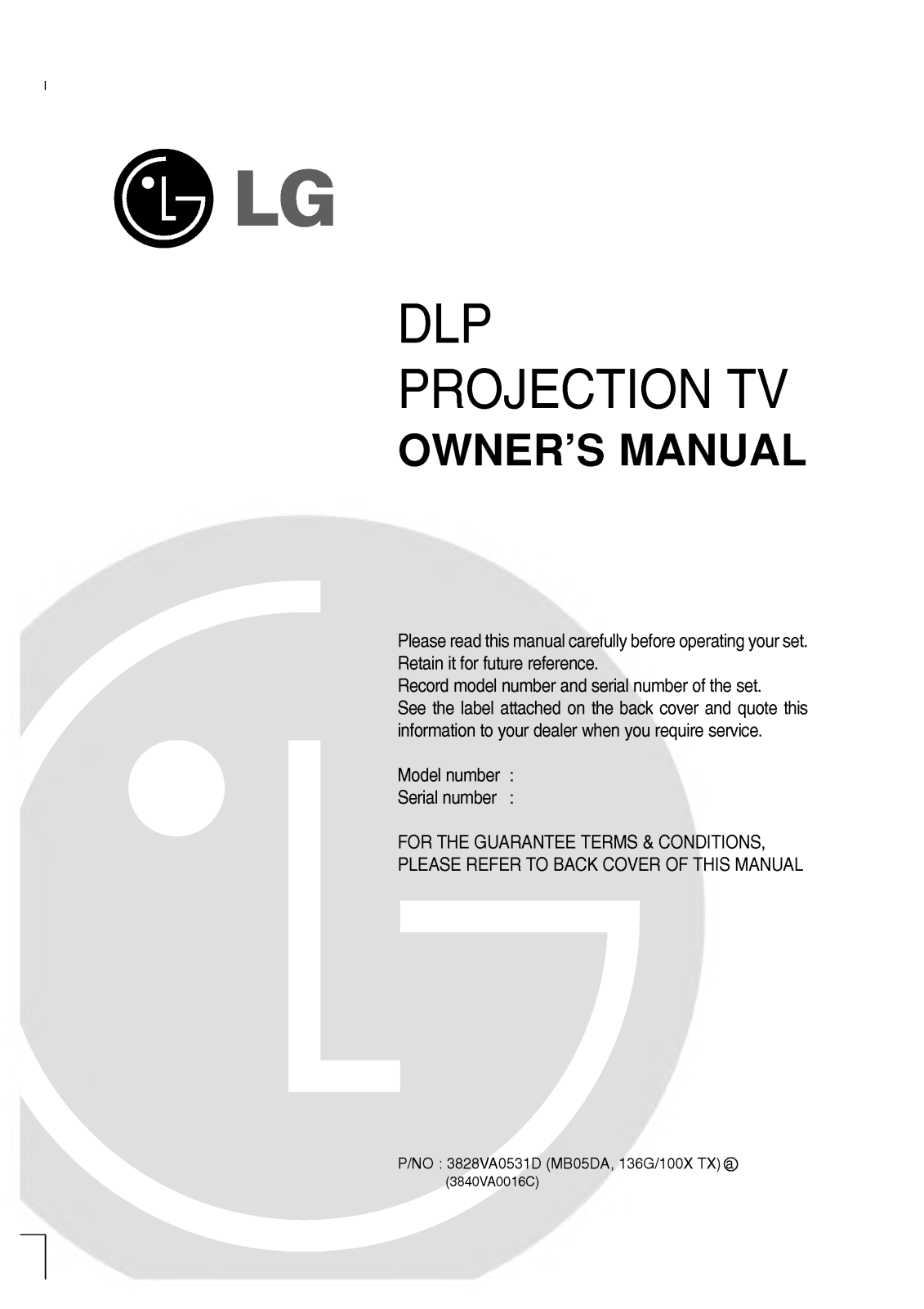 LG 52SZ8R, 44SZ8R User Manual