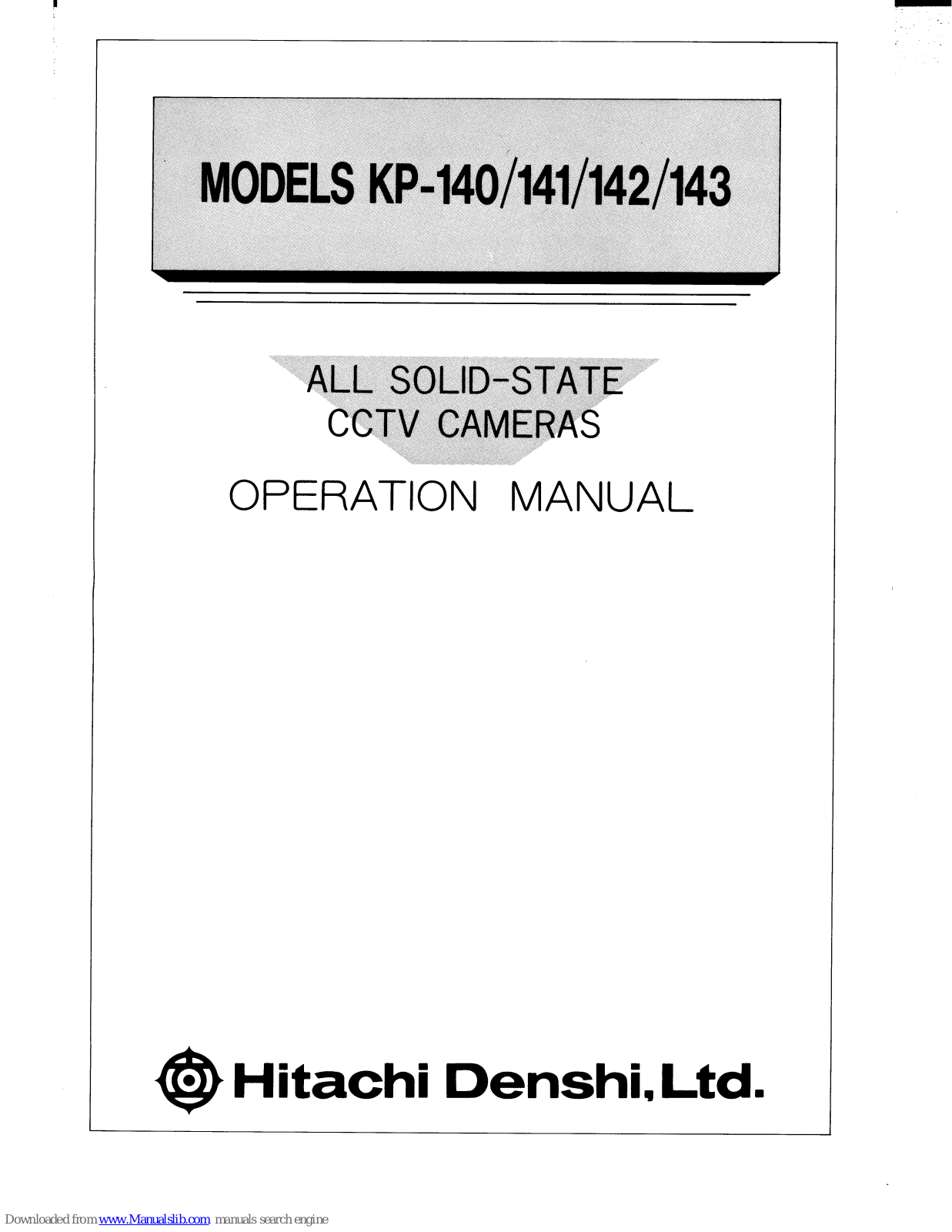 Hitachi KP-143, KP-141, KP-140, KP-142 Operation Manual