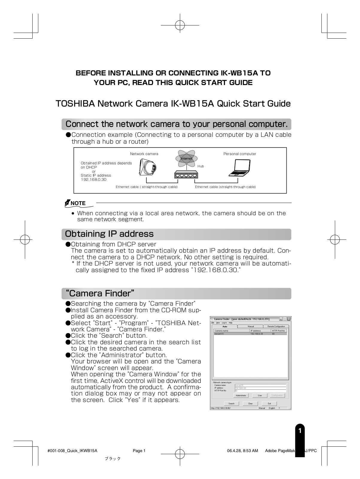 Toshiba IK-WB15A User Manual