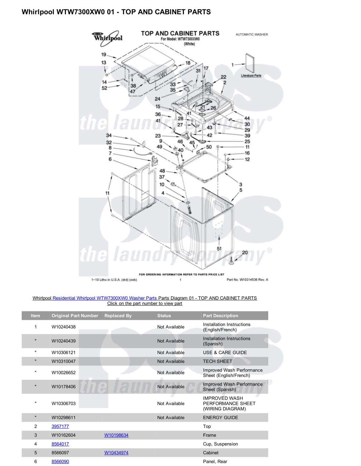 Whirlpool WTW7300XW0 Parts Diagram