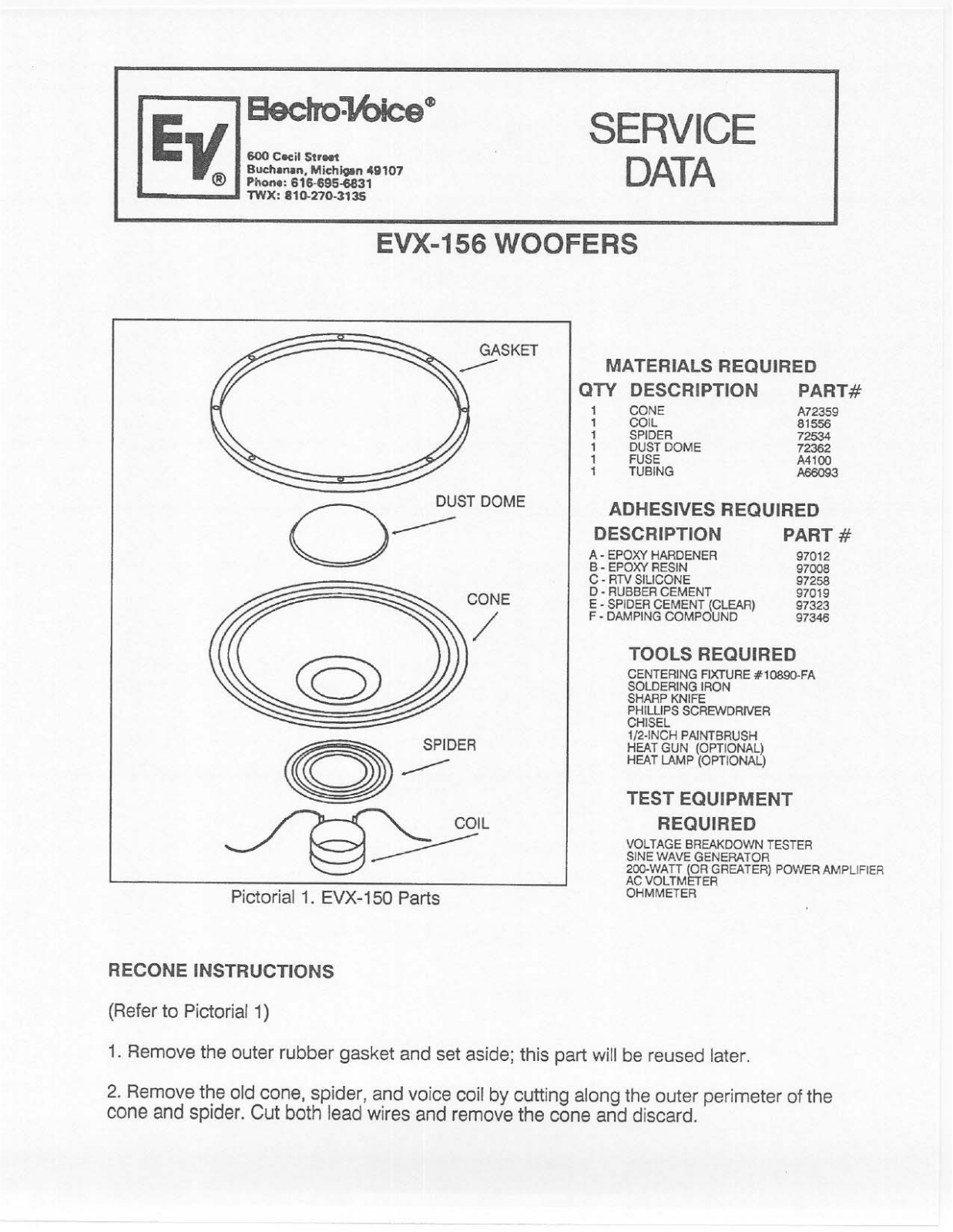 Electro-Voice EVX-156 User Manual