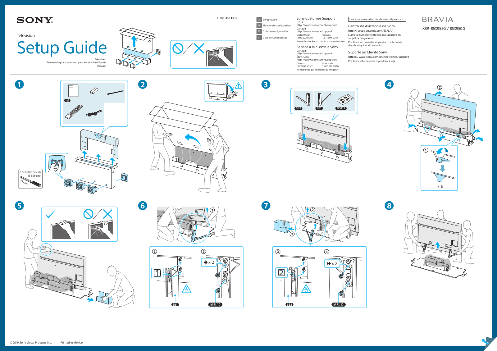 Sony XBR-85X955G, XBR-85X950G Setup Manual