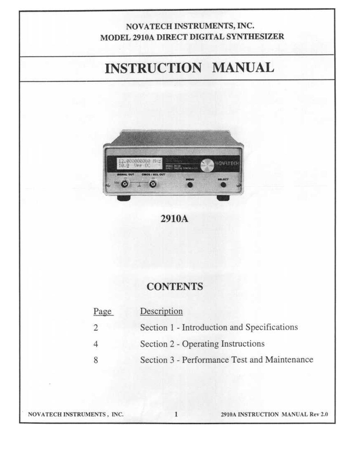 Novatech 2910A Instruction Manual - ManualMachine.com